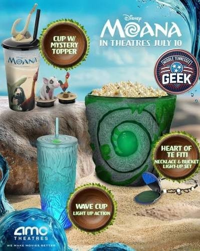AMC Moana Live Action Heart Of Te Fiti Bucket Glowing Necklace Set IN HAND
