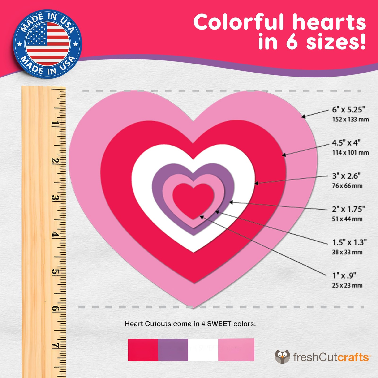 240 Pieces Heart Paper Cutouts, 2-Sided US Made Card Stock Punch Out Sweet Co…
