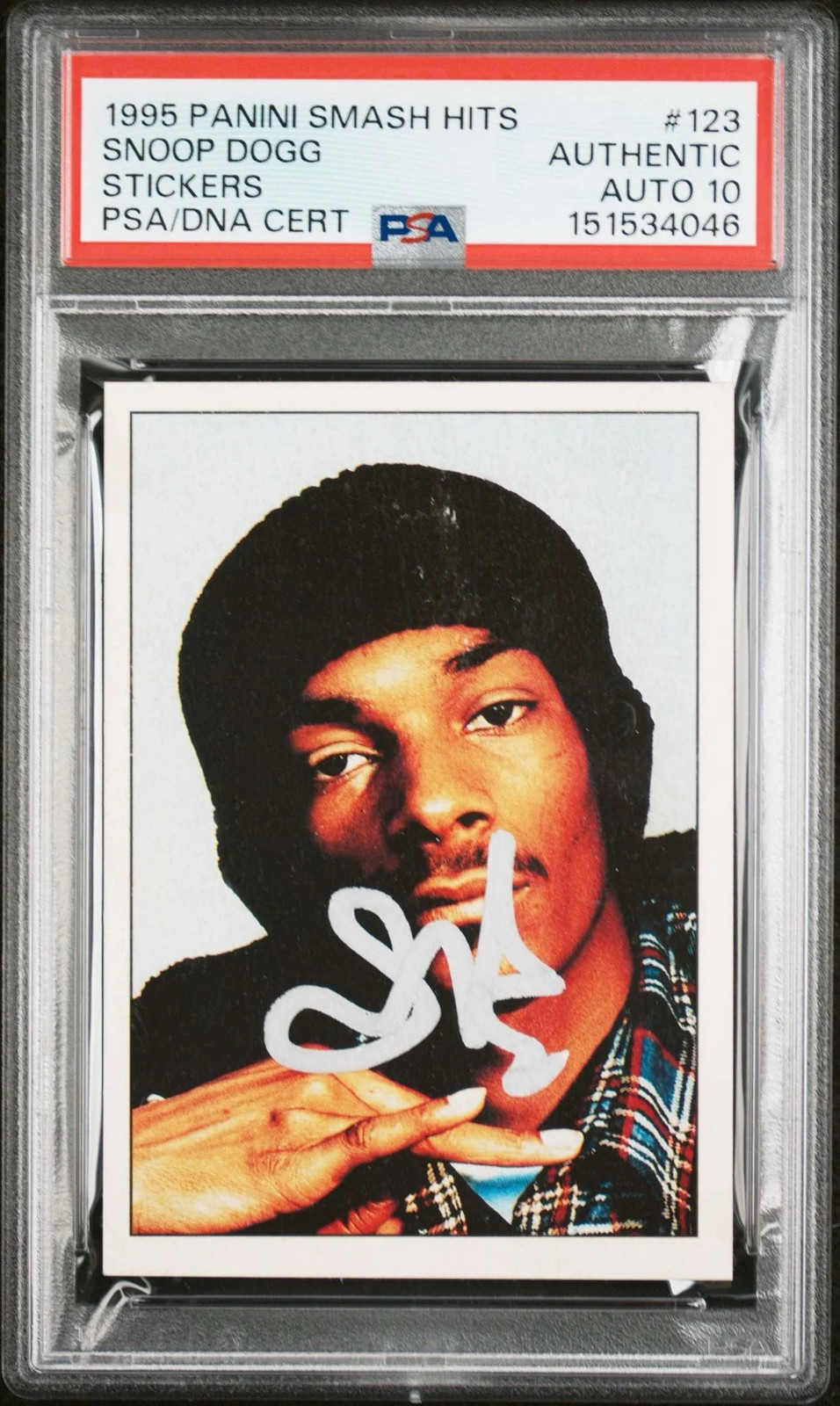 1995 Panini Smash Hits Stickers #123 Snoop Dogg Signed Auto PSA/DNA 10 Gem Mint