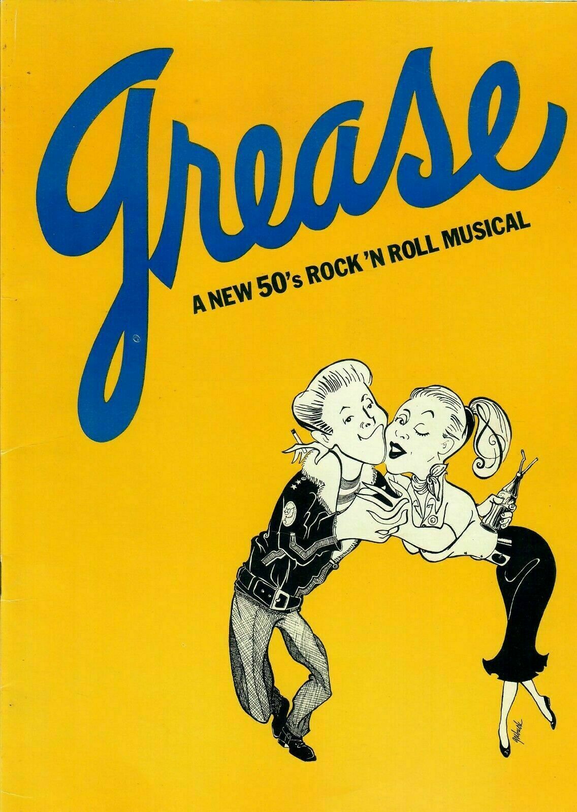 Vintage Grease On Broadway Program 1973 A New 50’s Rock N’ Roll Musical