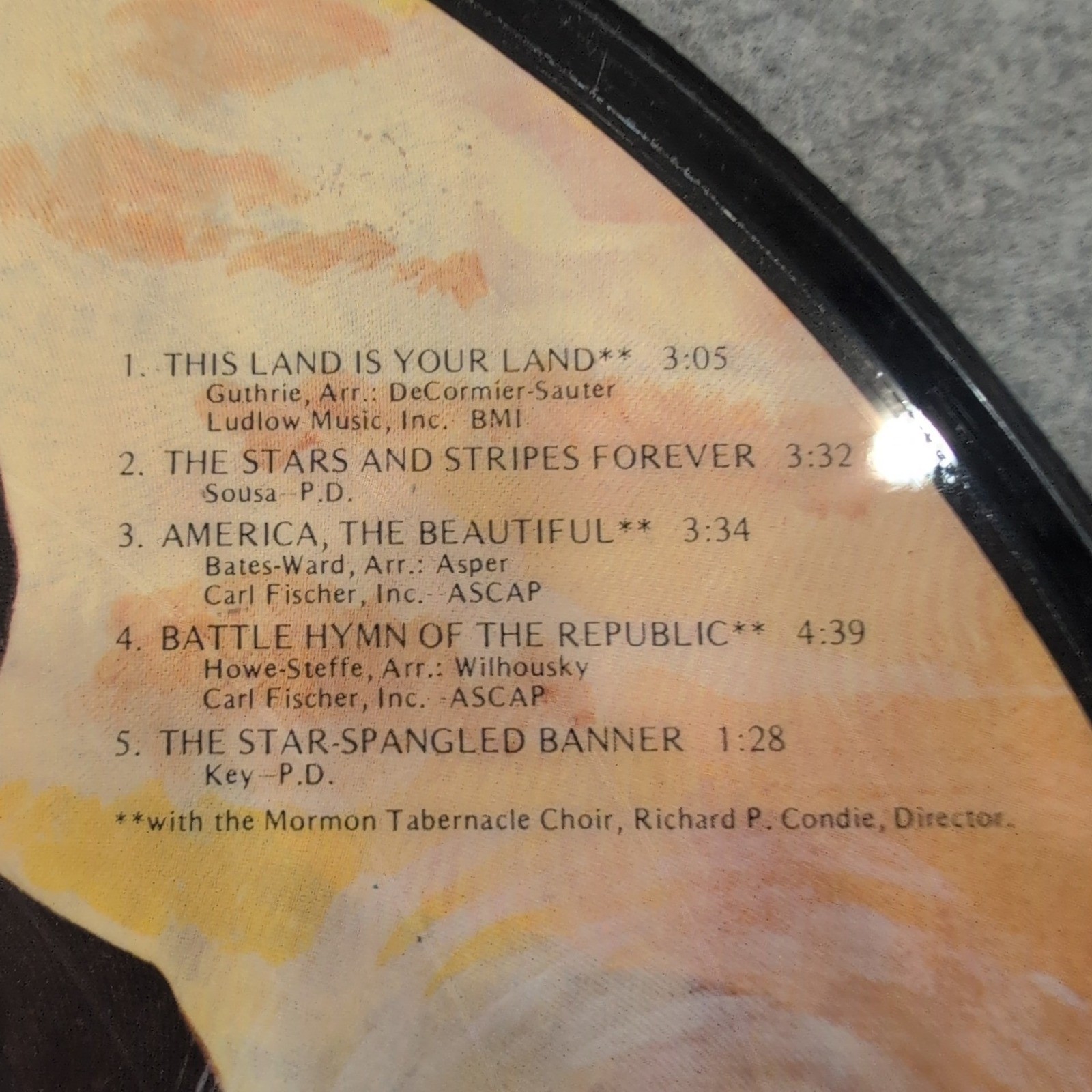 Celebration US Bicentennial Picture Disc Vinyl LP Mormon Tabernacle Choir 1976