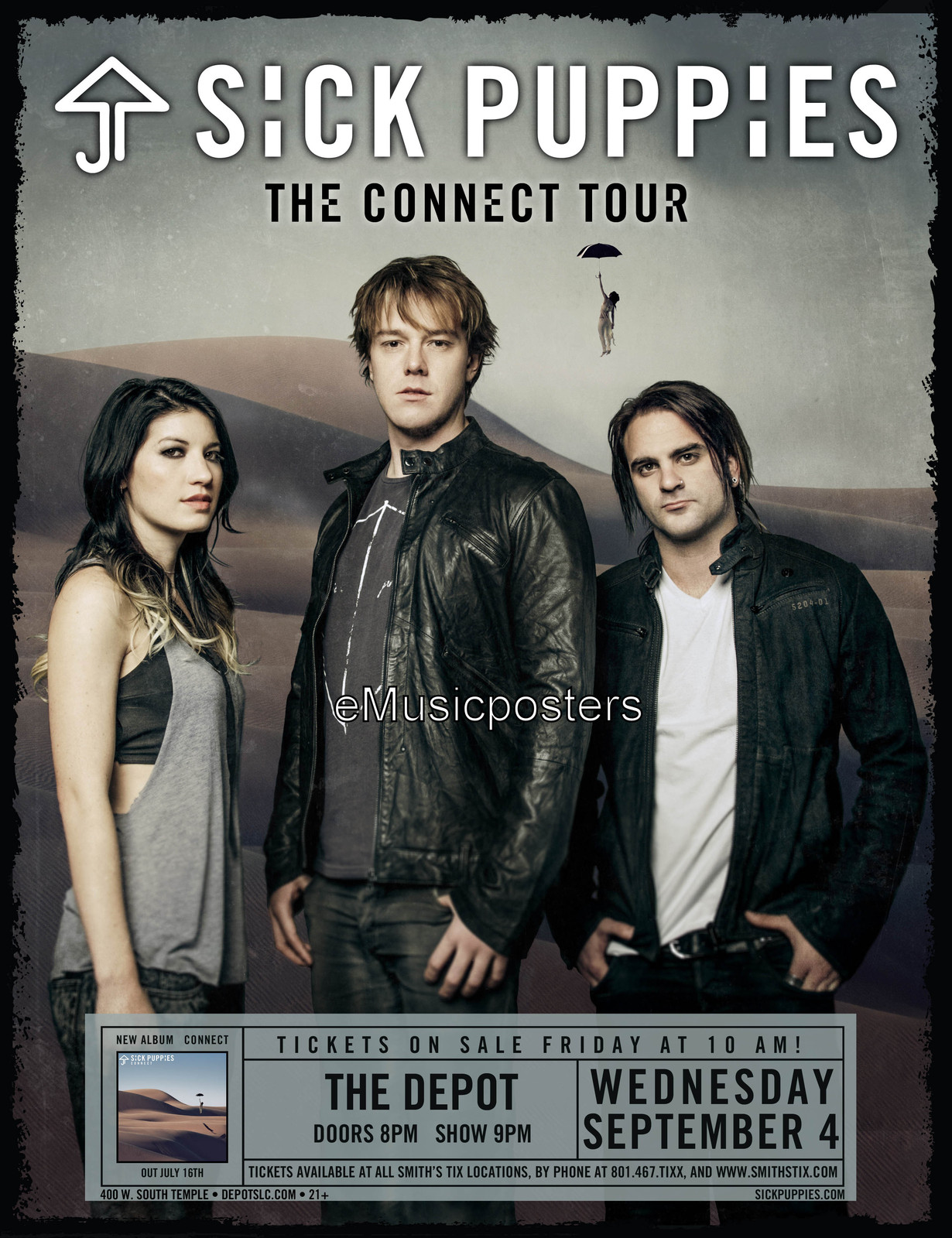 SICK PUPPIES “THE CONNECT TOUR” 2013 SALT LAKE CONCERT POSTER-Alternative Metal