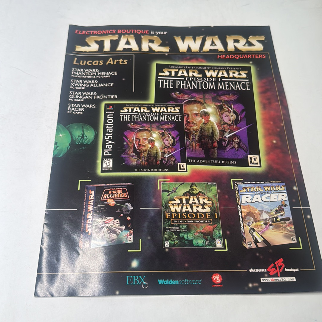 1999 Electronics Boutique Star Wars Phantom Menace Promo Poster 17×11