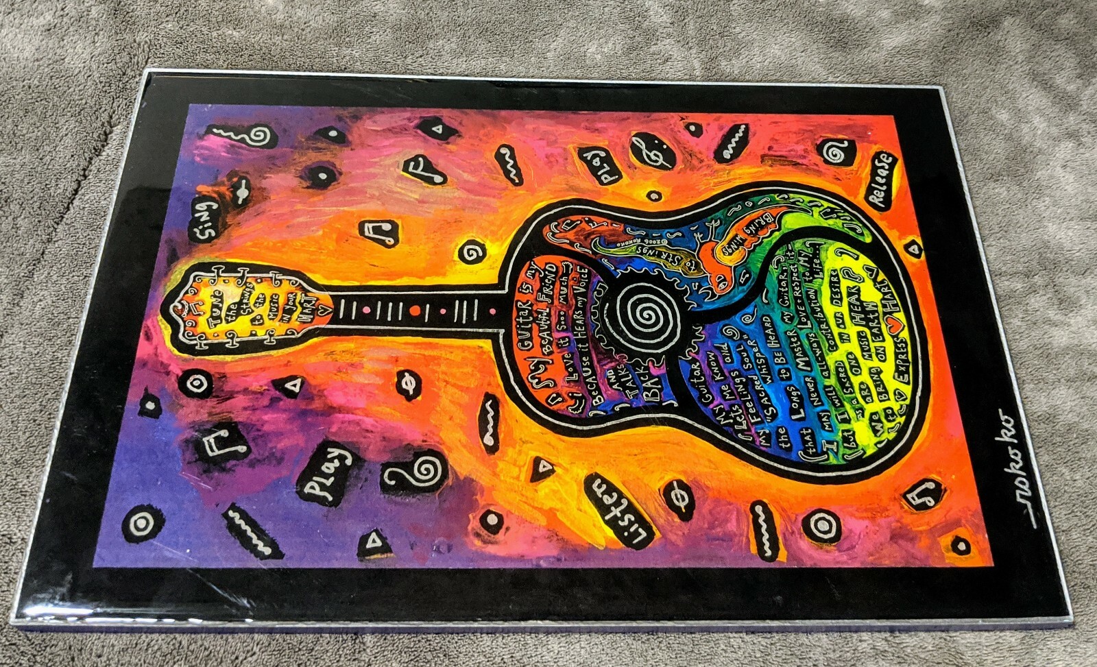 Austin City Limit ACL Music Festival Art Wall Plaque ATX TX Rokoko Guitar 14”