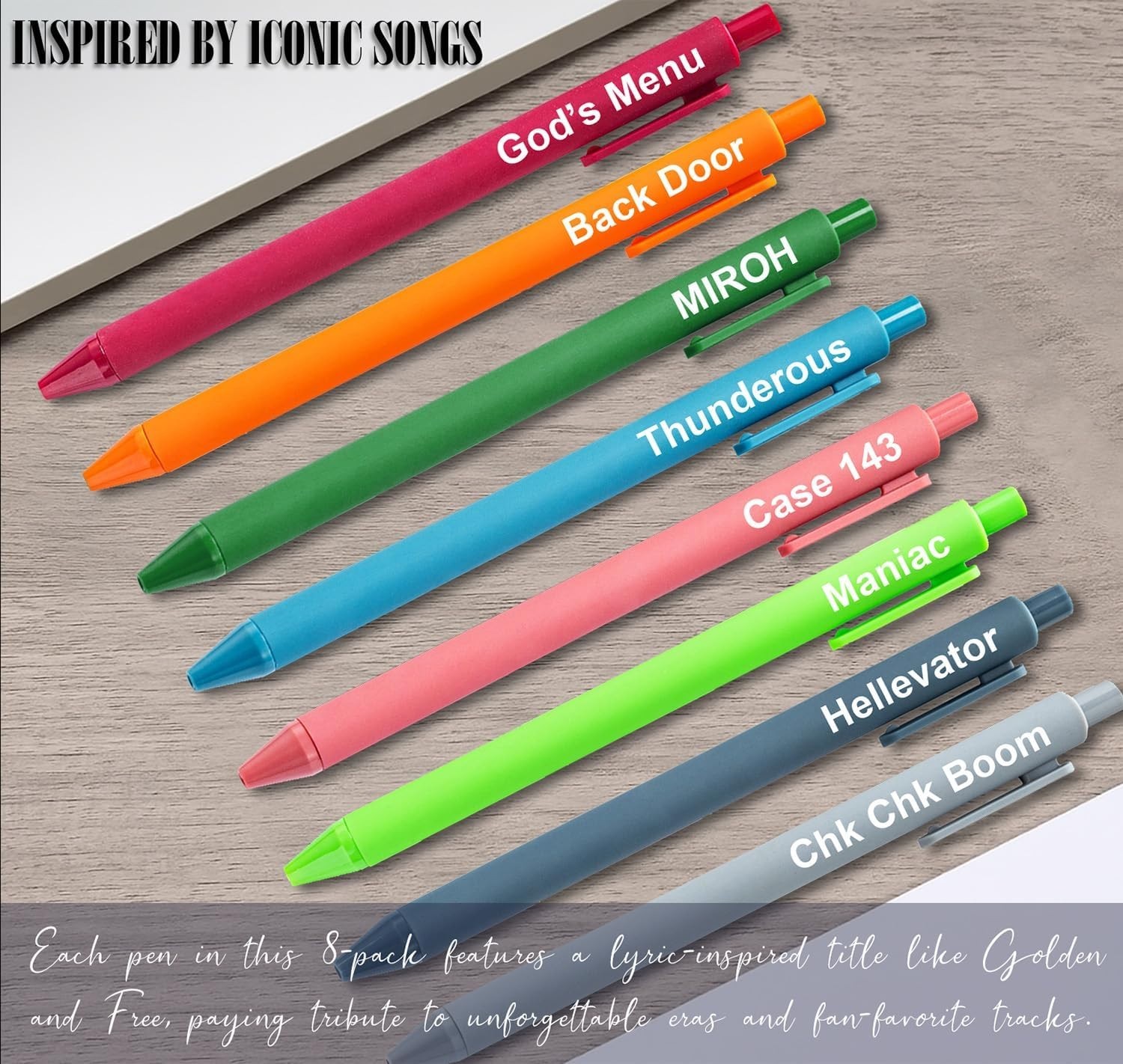 Kpop Stray Kids Gel Pen Set, 8-Pack, Vibrant Colors, Collector’s Gift