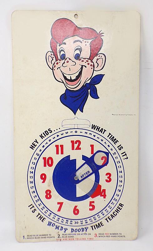 RARE “HOWDY DOODY TIME” WALL-HANGING TIME TEACHING CLOCK – VERY GOOD CONDITION