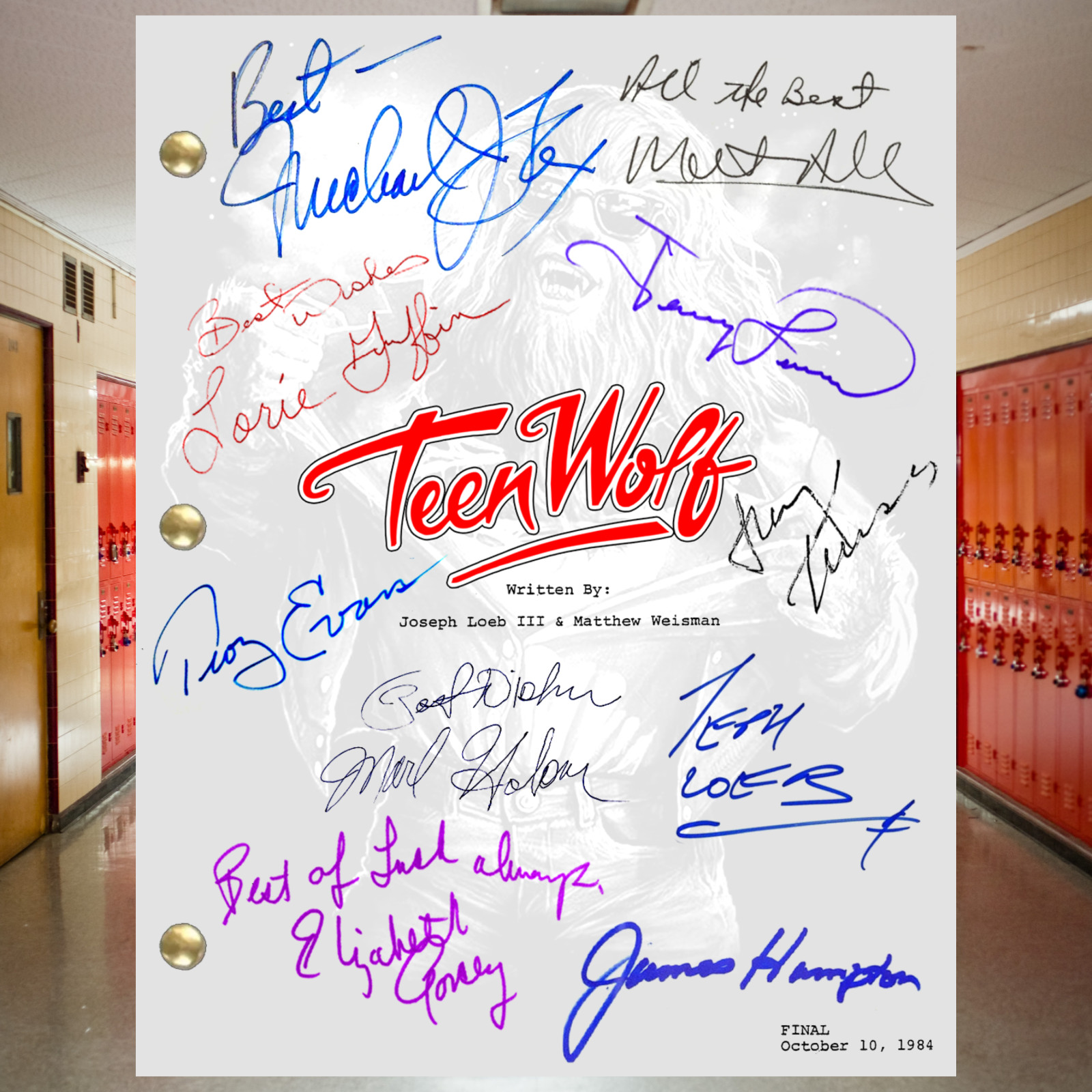 Teen Wolf Script Signed Reprints Autograph Michael J. Fox Memorabilia Fan Art
