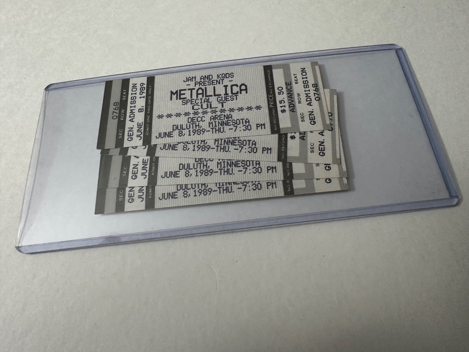 METALLICA Concert TICKET STUBS DECC Arena LOT OF 4 – June 8, 1989!