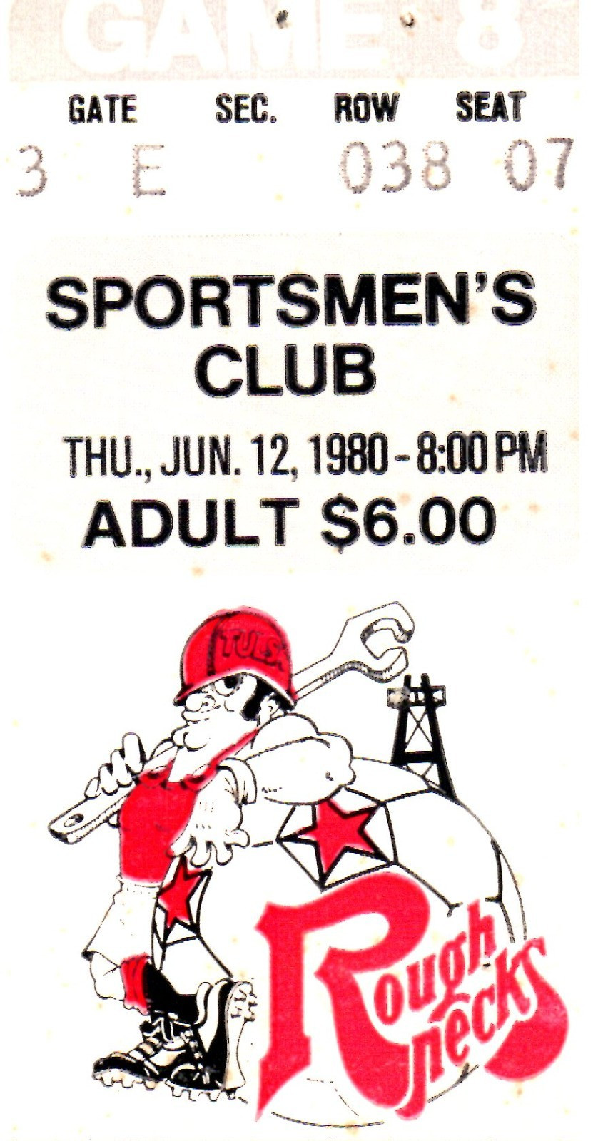 Iraj Danaifard Goal Tulsa Roughnecks Atlanta Chiefs Soccer Ticket Stub 6/12/1980
