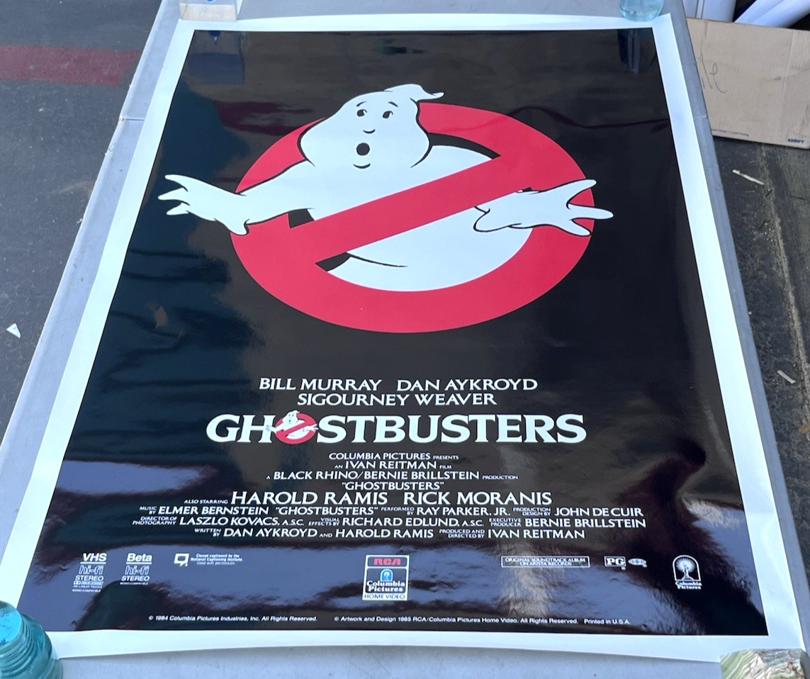 1985 Ghostbusters RCA VHS Movie Glossy Poster 27×41″ Murray Aykroyd