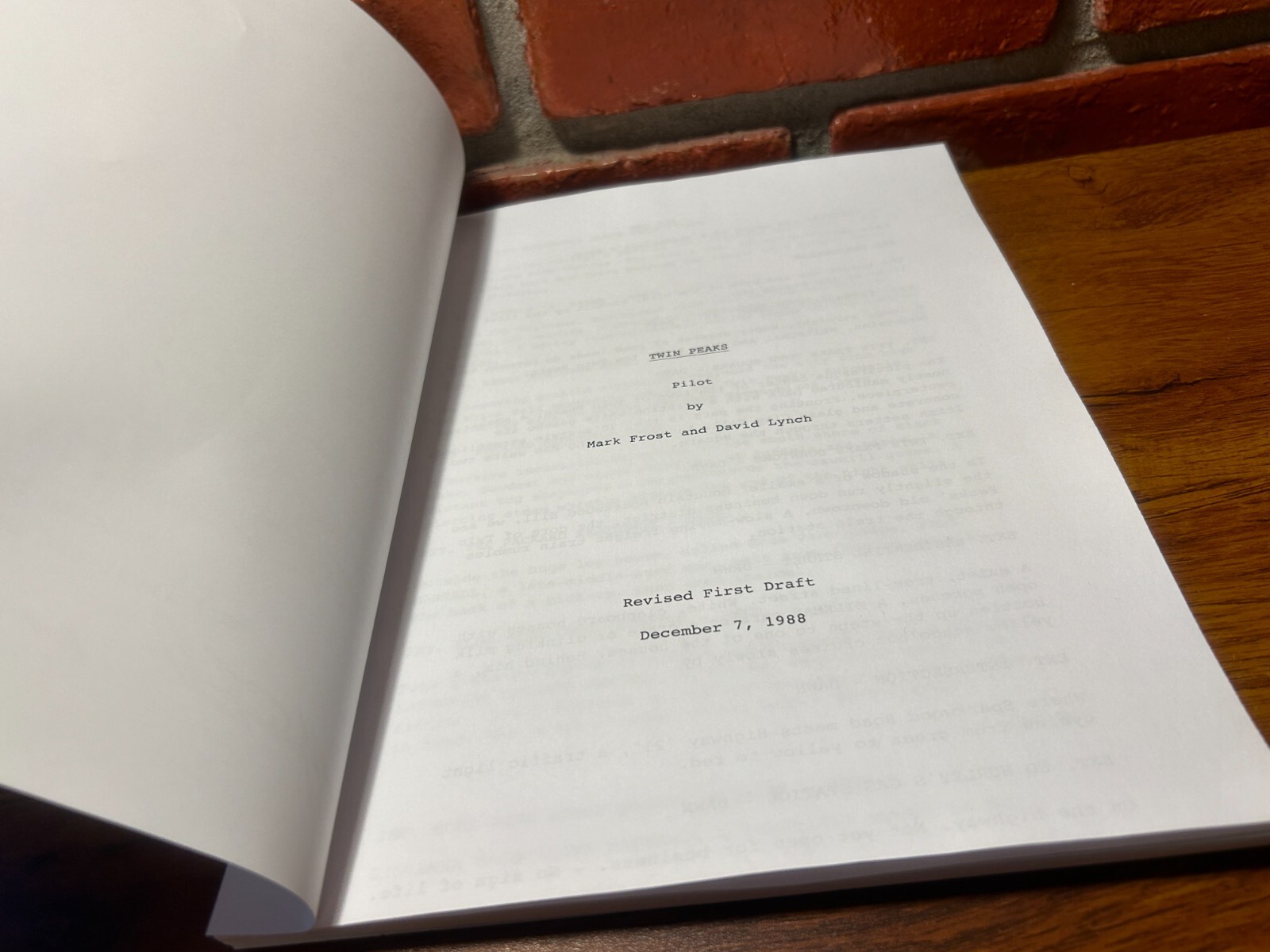 Twin Peaks Pilot Autographed Script Full Screenplay Reprint David Lynch