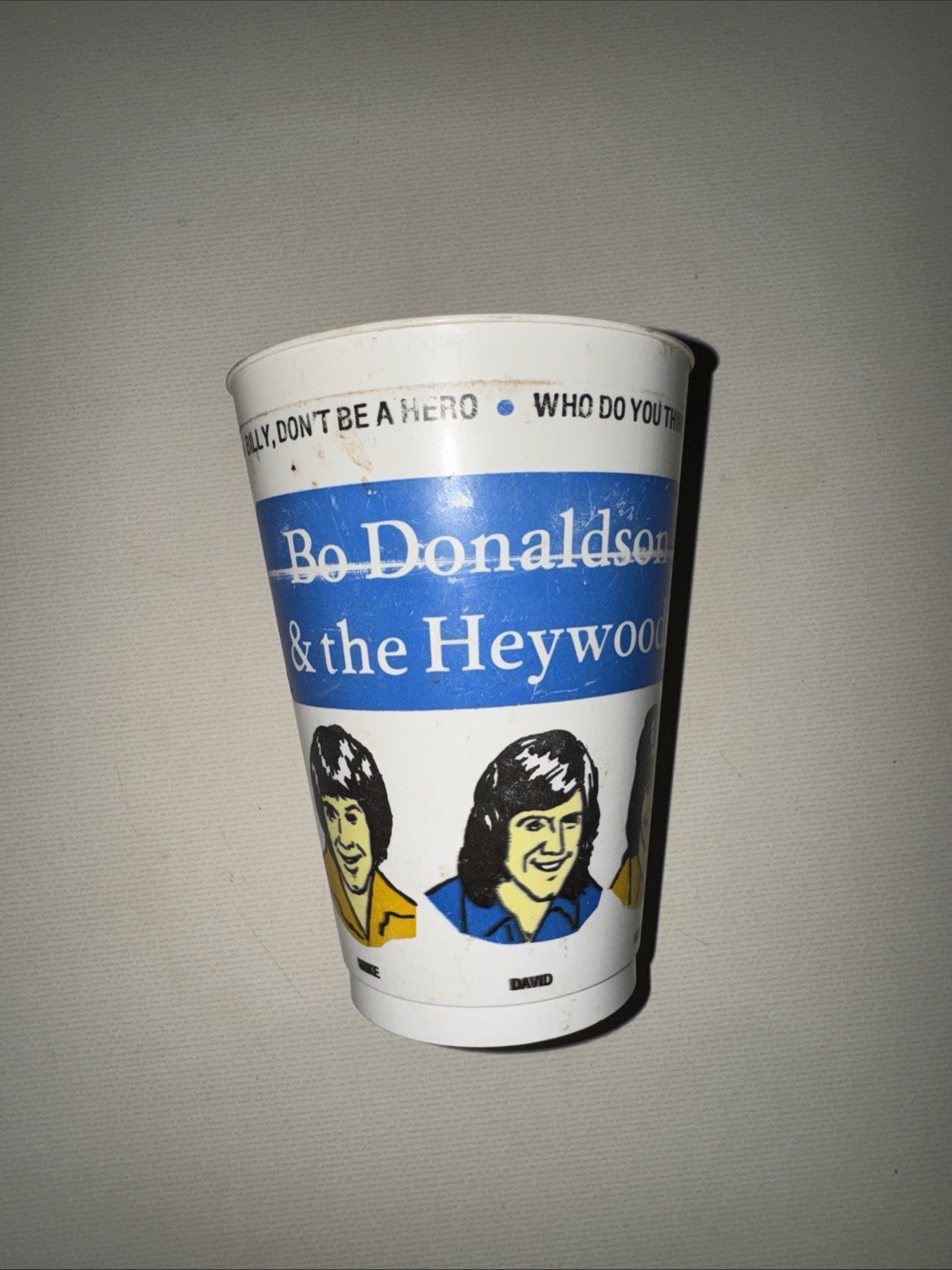 RARE 1970’S BO DONALDSON & THE HEYWOODS 7-11 16oz SLURPEE BEVERAGE ROCK STAR CUP