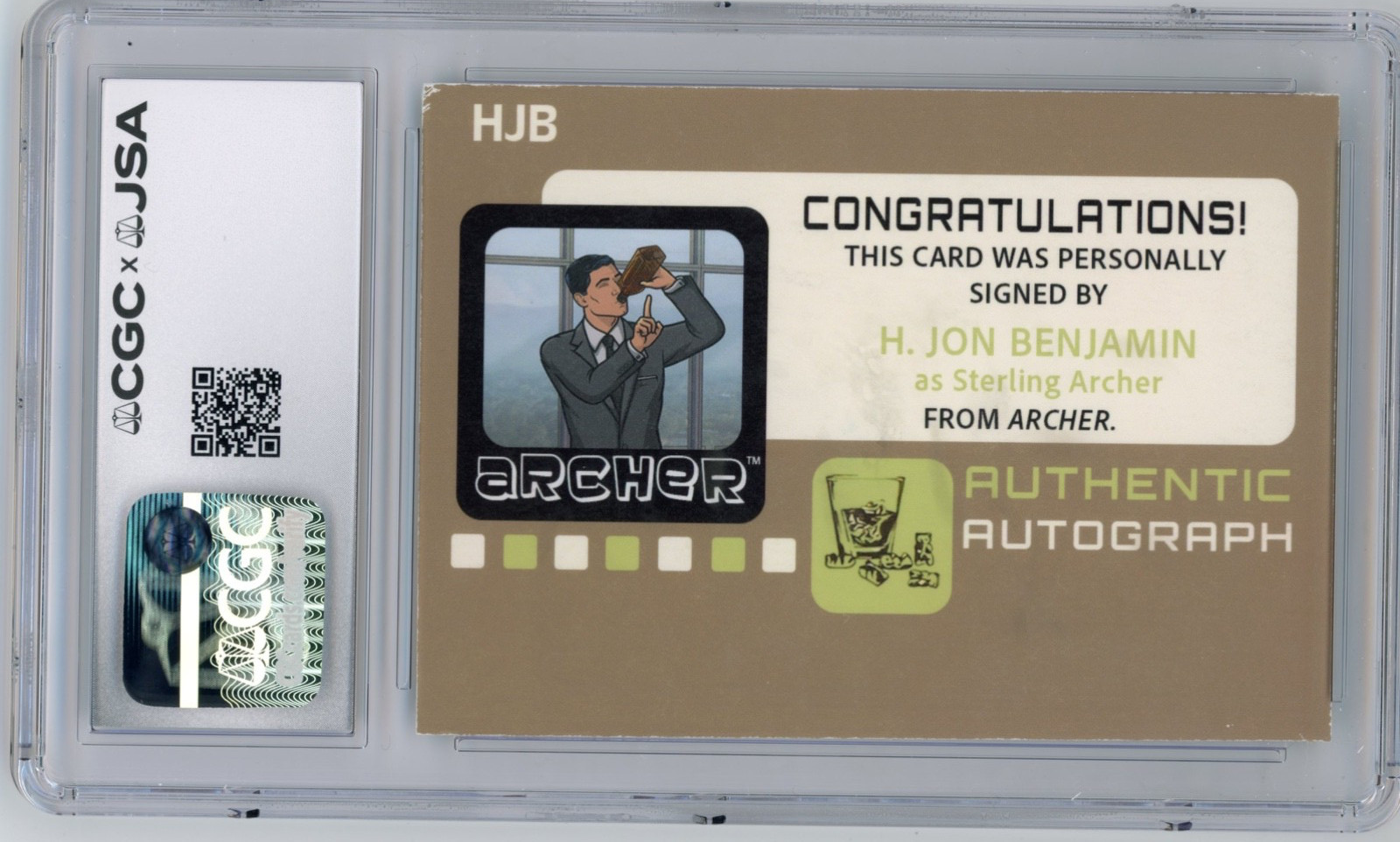 H Jon Benjamin Signed Custom Sterling Archer Signature Card JSA CGC Auto 10