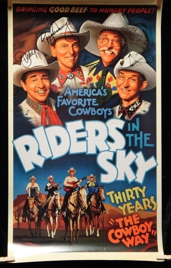 🔥 Rare Riders in the Sky 🎵 Signed Original Concert Poster by the Country Group