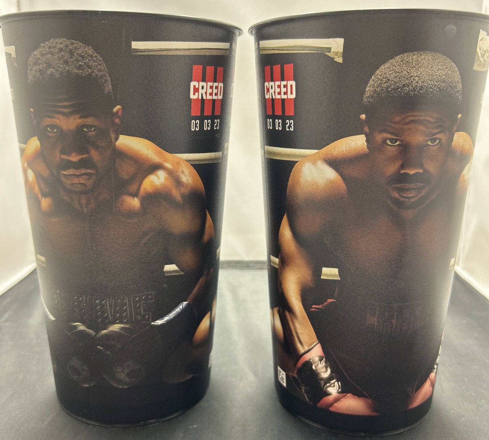 QTY 2* AIRLITE PLASTICS CREED 3 MOVIE THEATER 44 OZ PLASTIC RESUABLE CUP