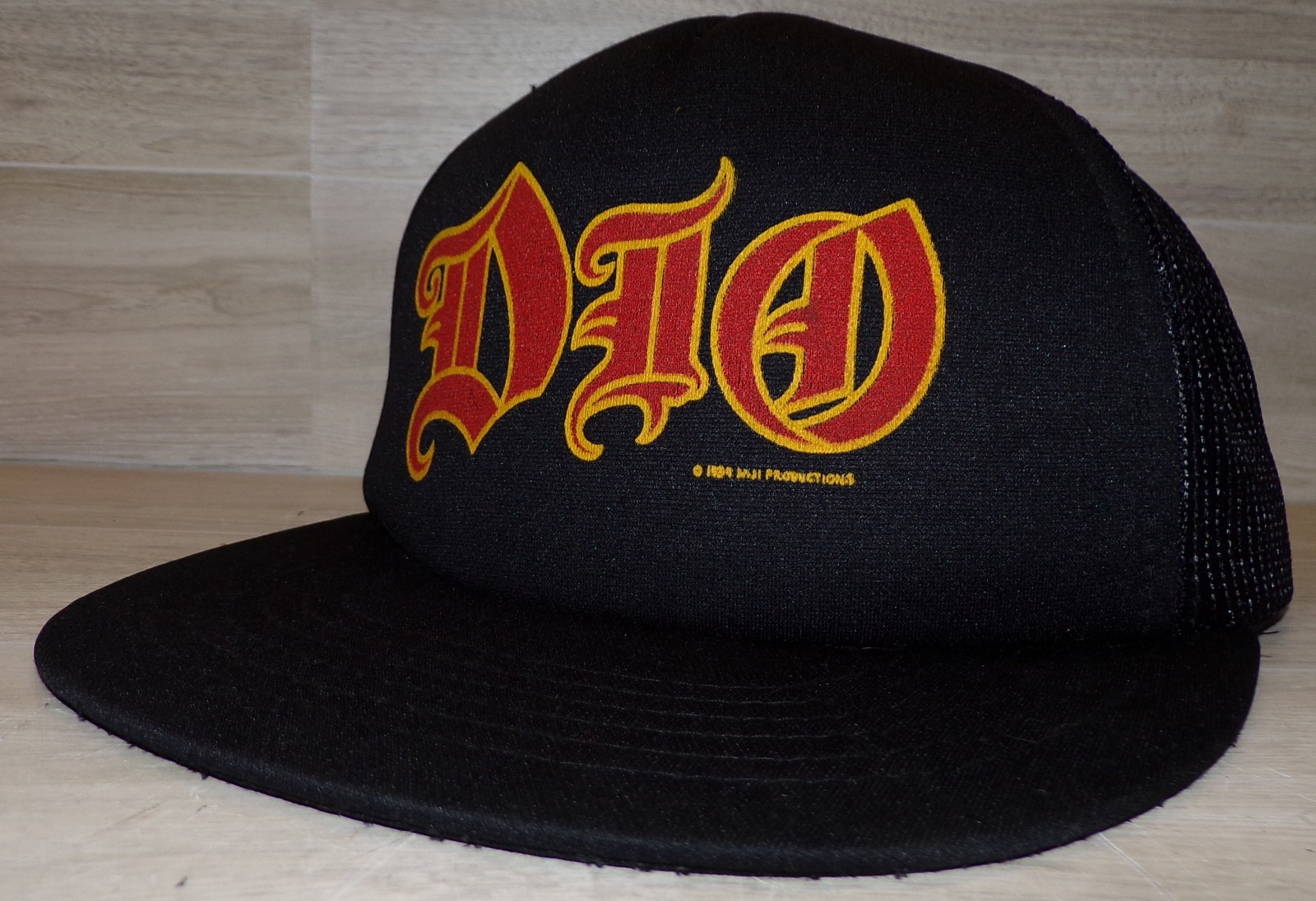 VINTAGE 1984 DIO RONNIE JAMES DIO PROMO TRUCKER BASEBALL HAT CAP BLACK SABBATH