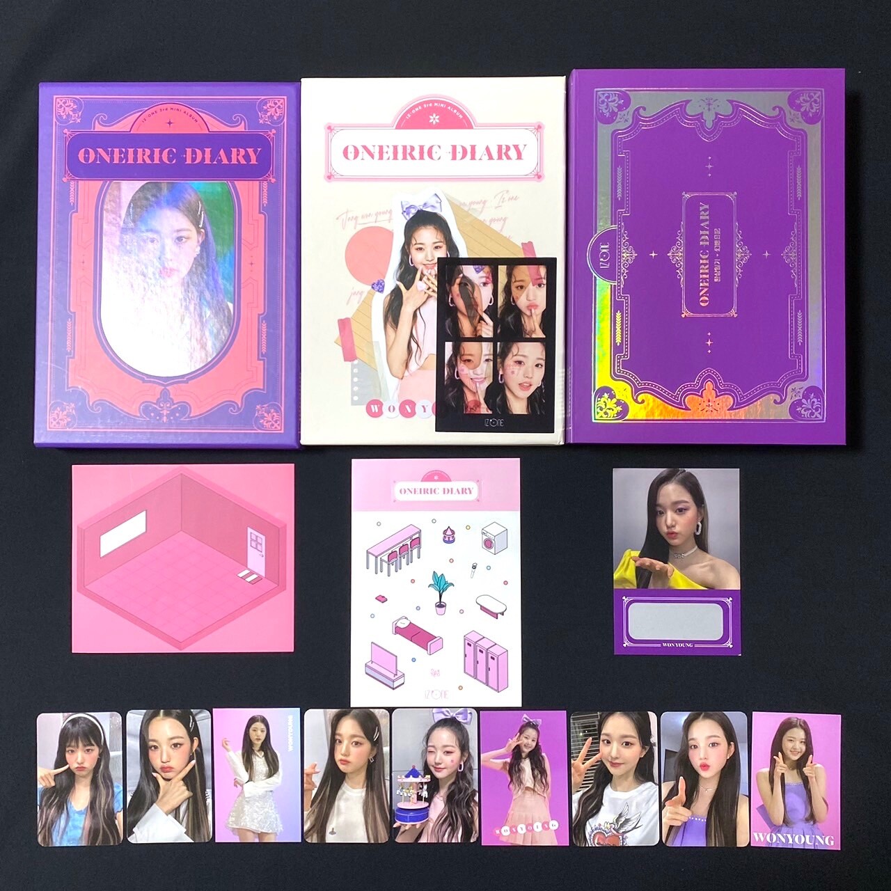 iz*one oneiric diary 3 ver. with Photo cards Wonyoung complete set IZONE IVE
