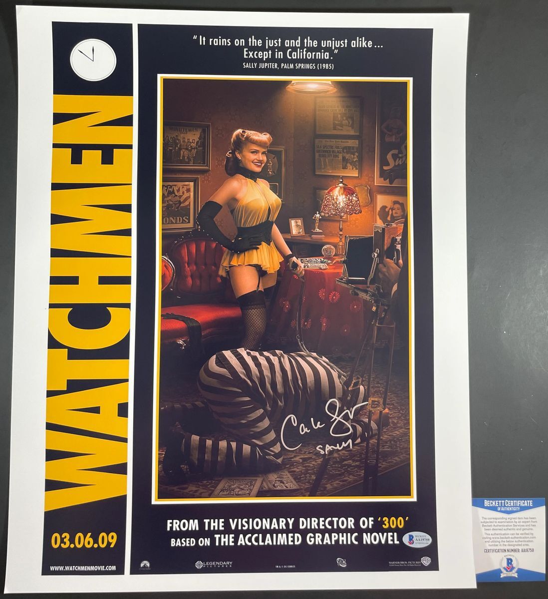 Carla Gugino Autographed Watchmen 16×20 Movie Poster A Signed Sally BAS COA