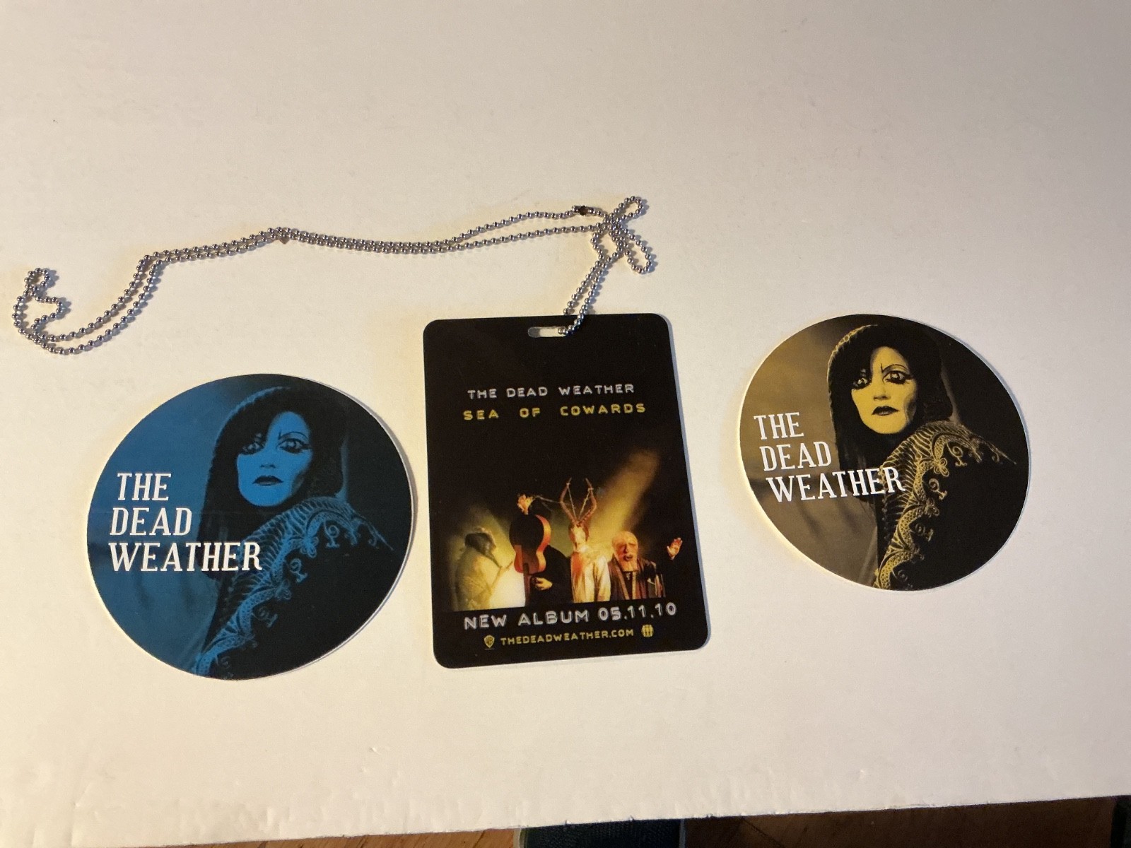 THE DEAD WEATHER (2) promo stickers Plus promo plastic card on chain