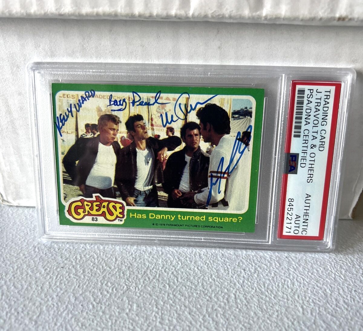John Travolta And Cast Autographed Signed 1978 Paramount Grease Movie Card PSA