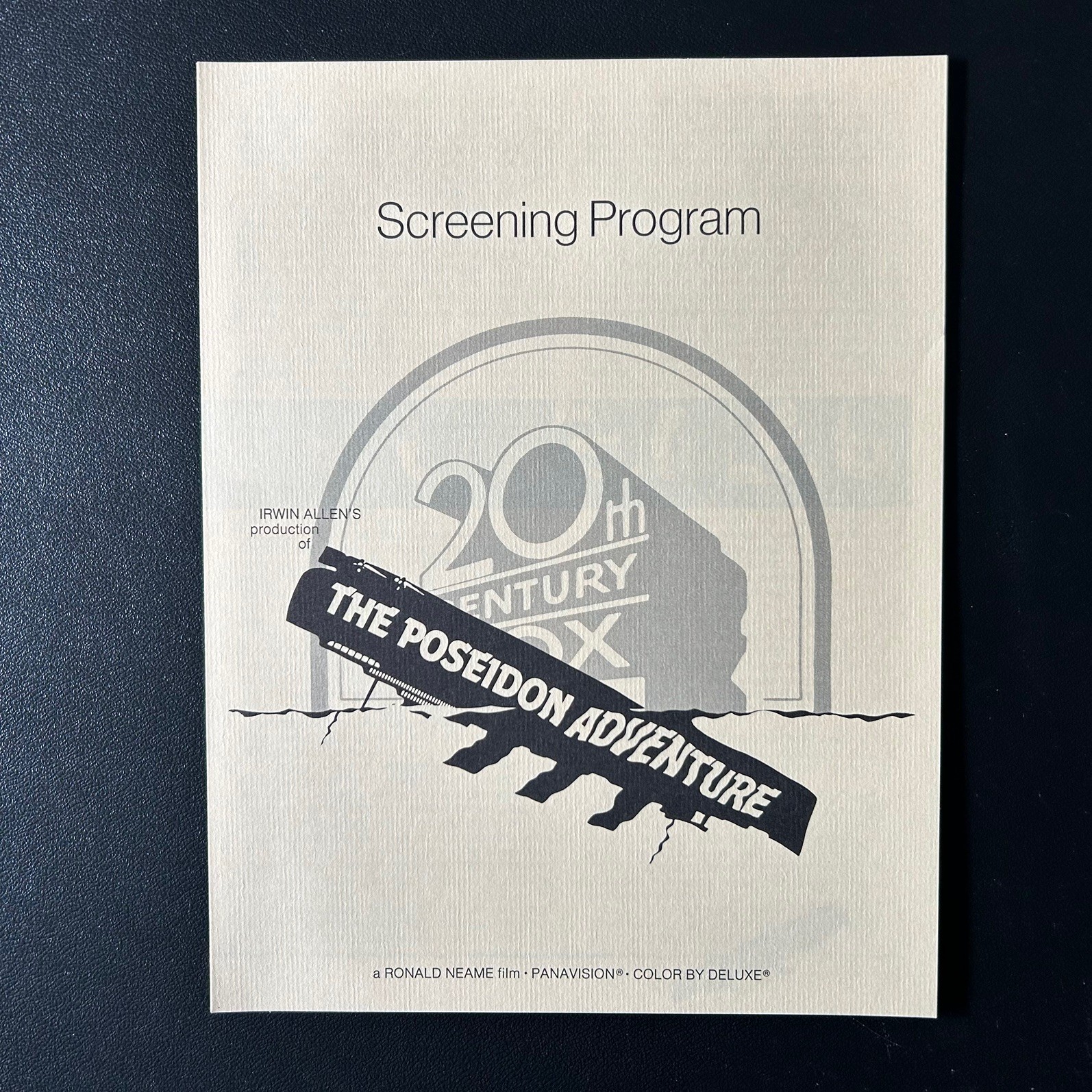Vintage Poseidon Adventure Movie Screening Program (1972) Gene Hackman