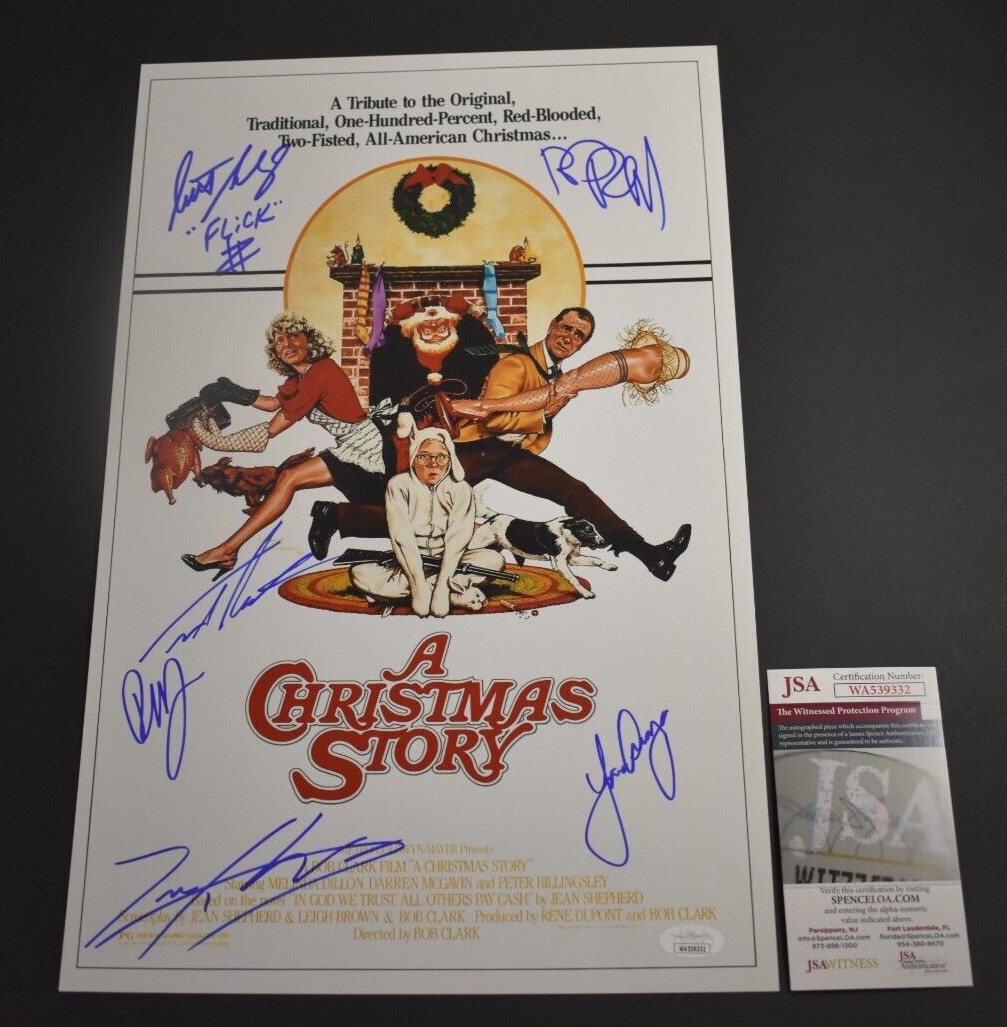 A Christmas Story Cast Signed 11×17 Photo x6 Schwartz Billingsly Flick JSA COA