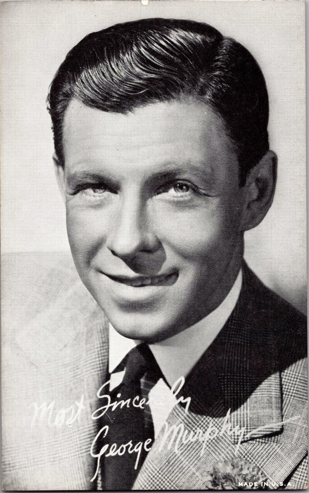 Vintage 3.5 x 5.5 photo card, George Murphy