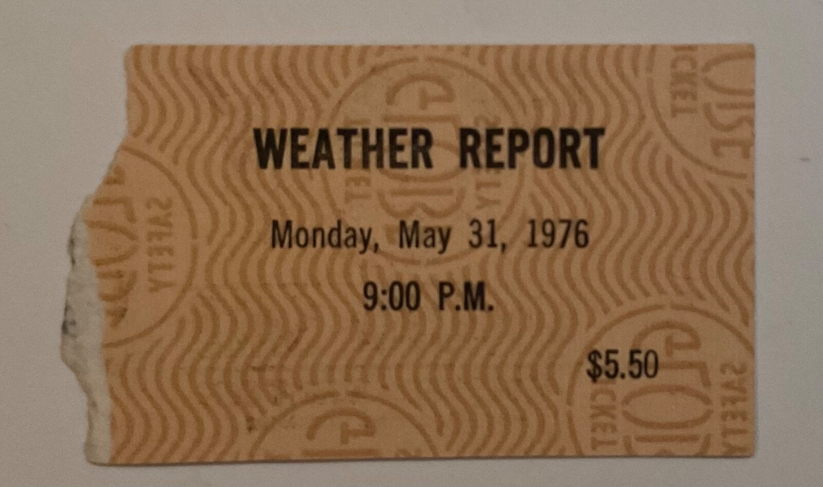 WAYNE SHORTER 1976 WEATHER REPORT ticket stub Roxy Theatre HOLLYWOOD CA May 31