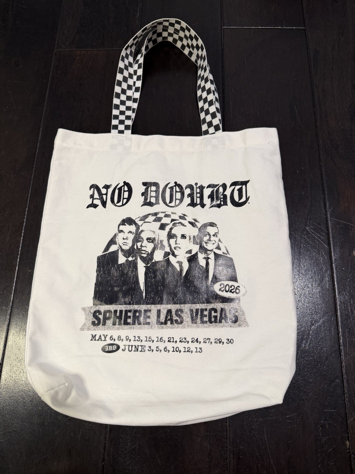 NO DOUBT 2026 Sphere Las Vegas Official Canvas Checkered Strap Tote Bag EUC