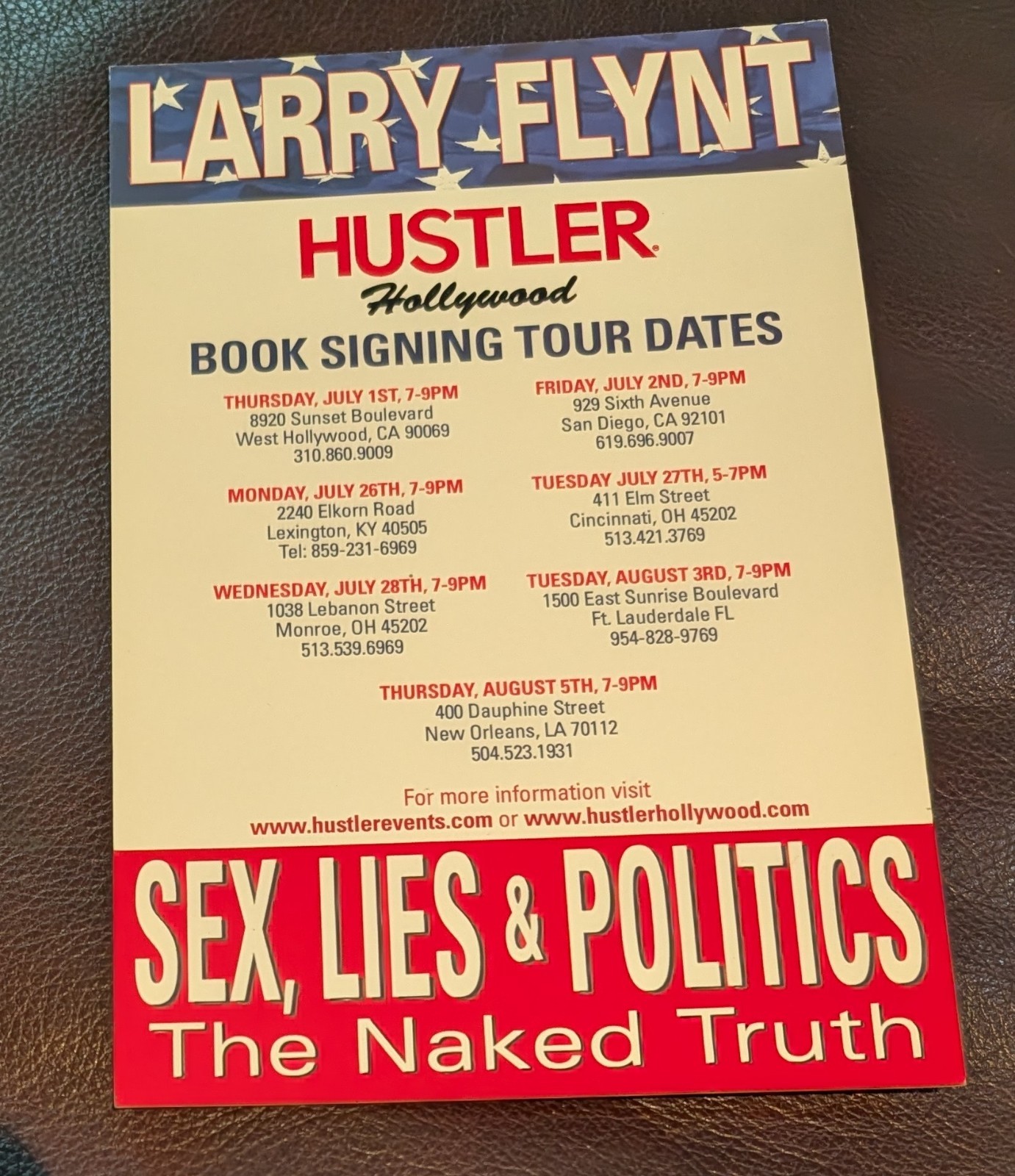 Larry Flynt Hand Signed Book. First Printing From Book Signing In 2004 PSA !