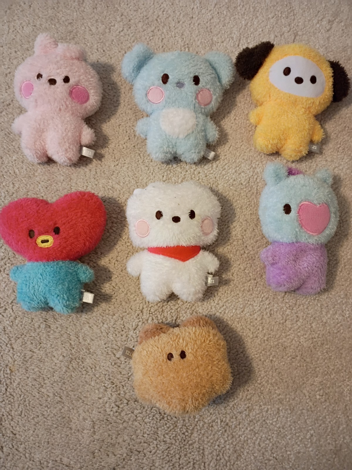 BT21 Plush Full Set 7 – Official Line Friends BTS Kpop Stuffed Animals Small 4″