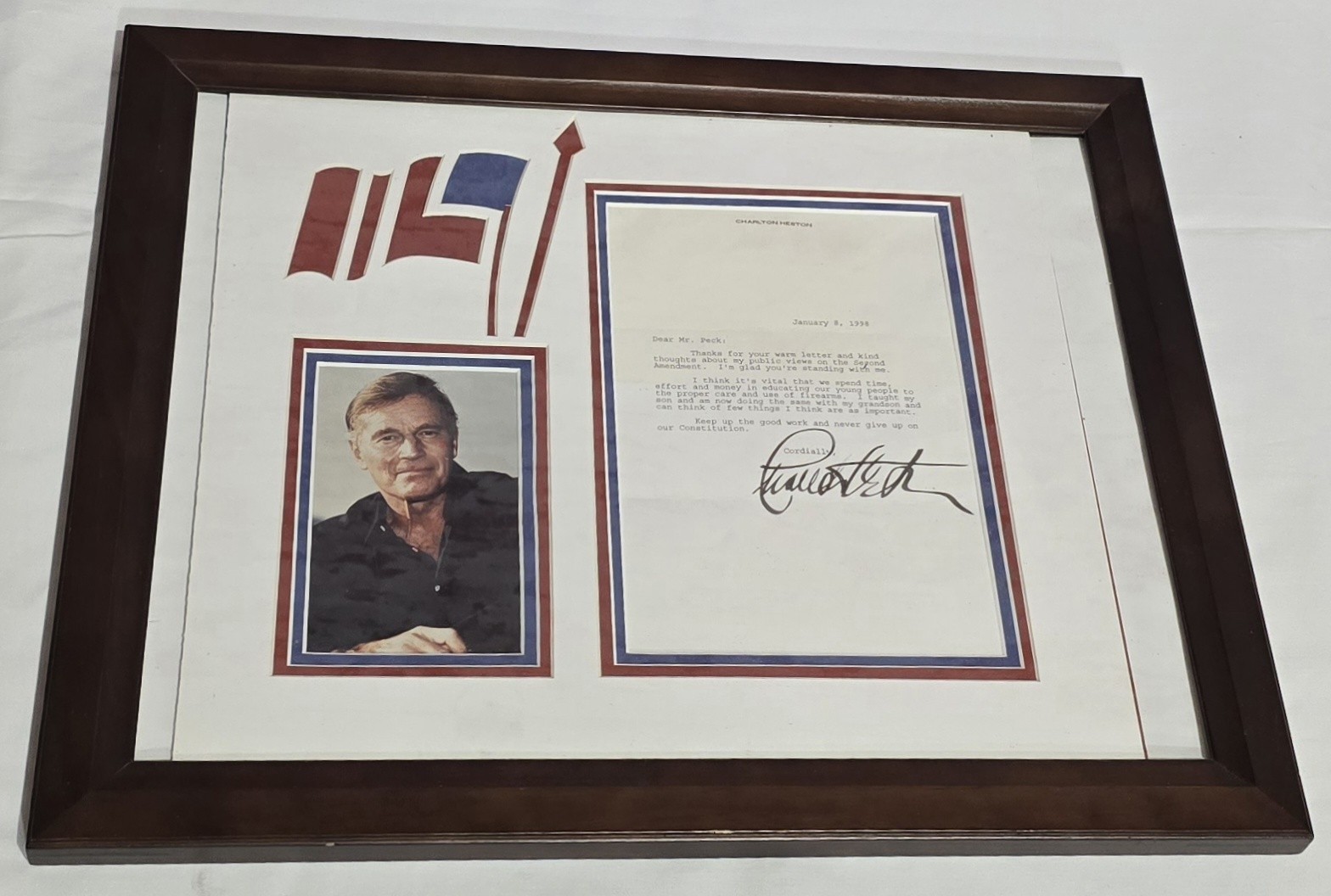 Photo Of Charlton Heston And Signed Letter NRA ‘Framed’
