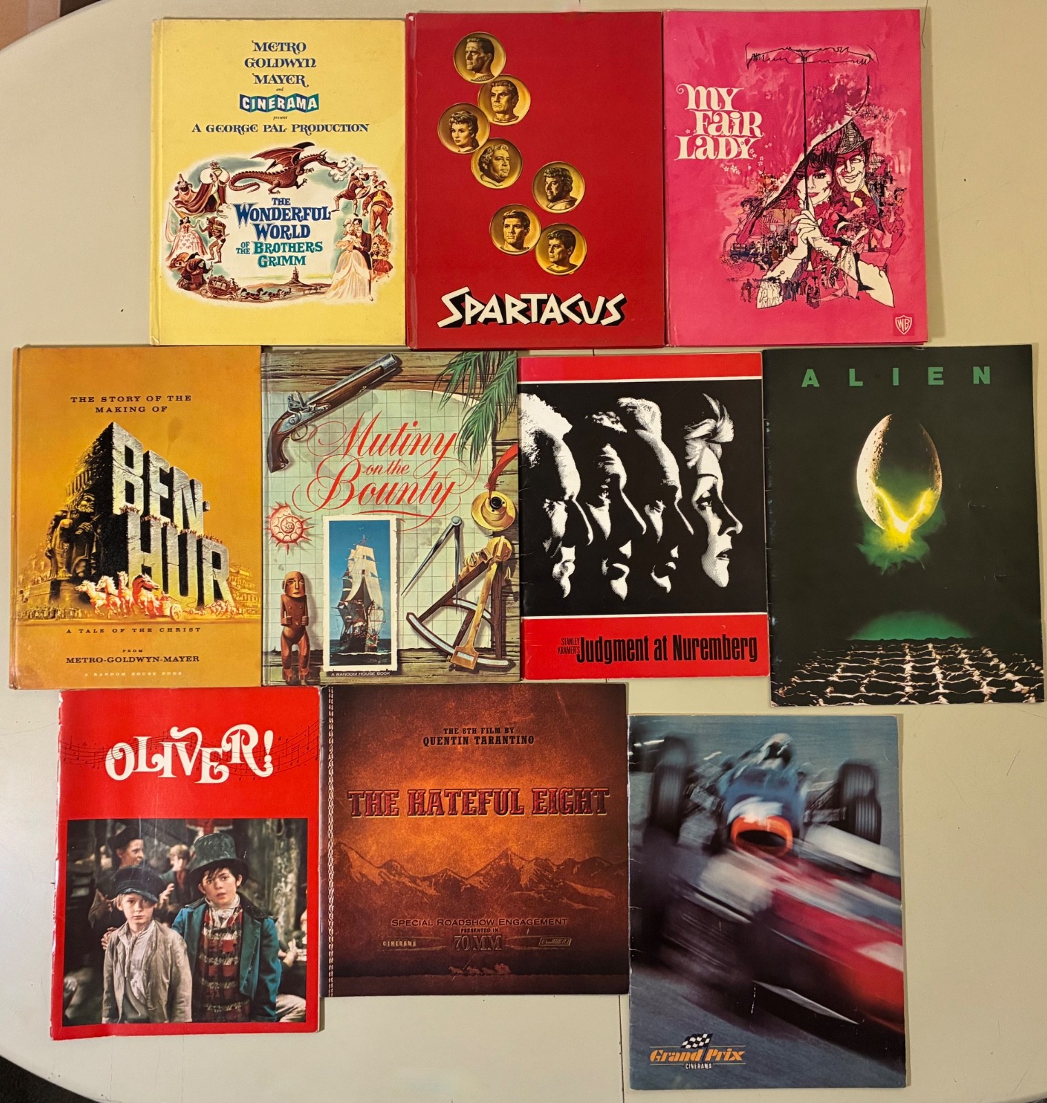 10 MOVIE PROGRAMS 1959 thru 2015 Ben Hur, Grand Prix, Alien, Spartacus, MORE!