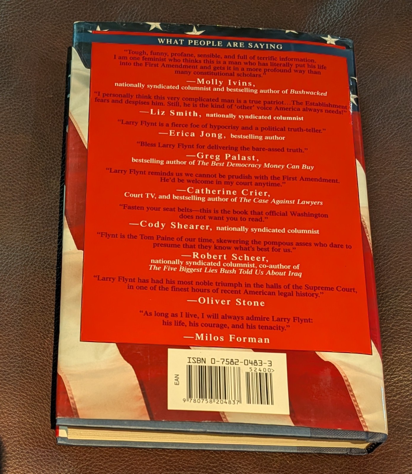 Larry Flynt Hand Signed Book. First Printing From Book Signing In 2004 PSA !