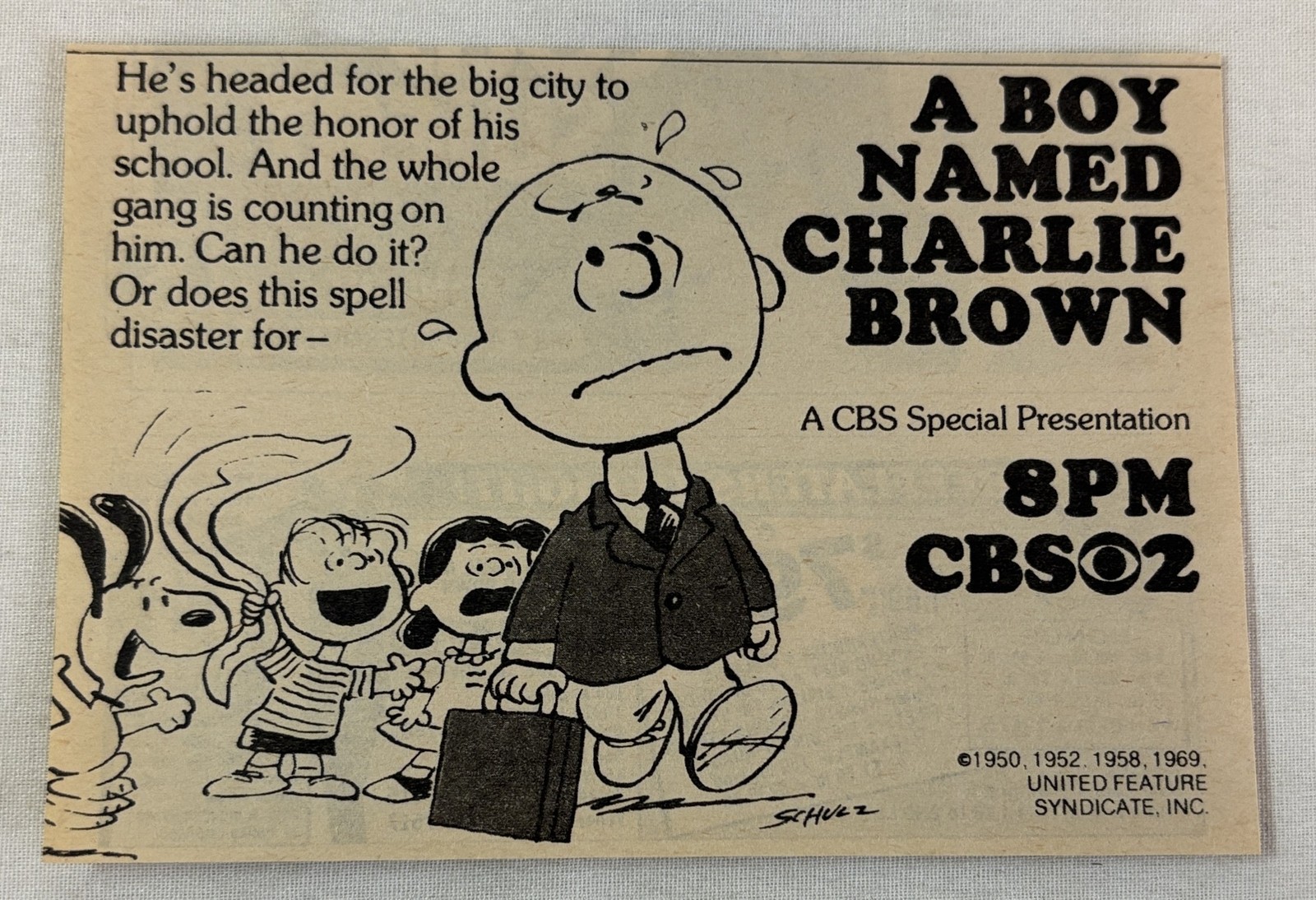 1981 CBS tv special ad~ A BOY NAMED CHARLIE BROWN Peanuts, Snoopy