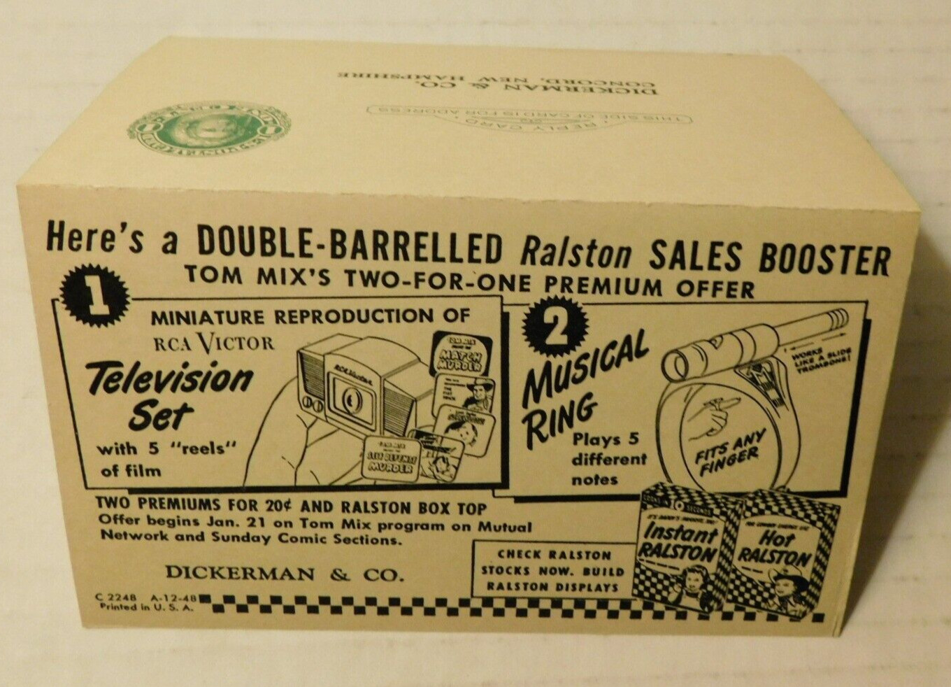 Ralston Tom Mix Premium Offer fold-out card