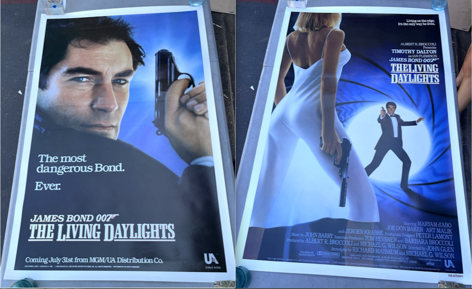 1987 James Bond 007 The Living Daylights One Sheet Advance Movie Poster Lot