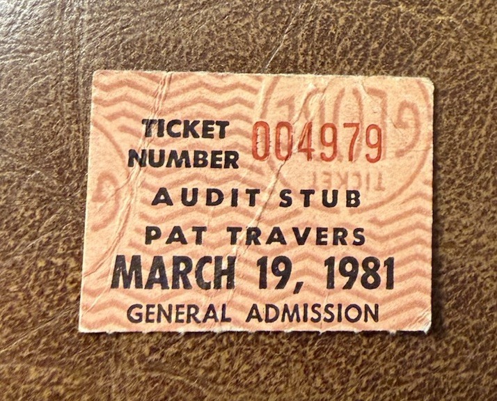 PAT TRAVERS/RAINBOW RARE CONCERT TICKET STUB PORTLAND, OR 03/19/1981