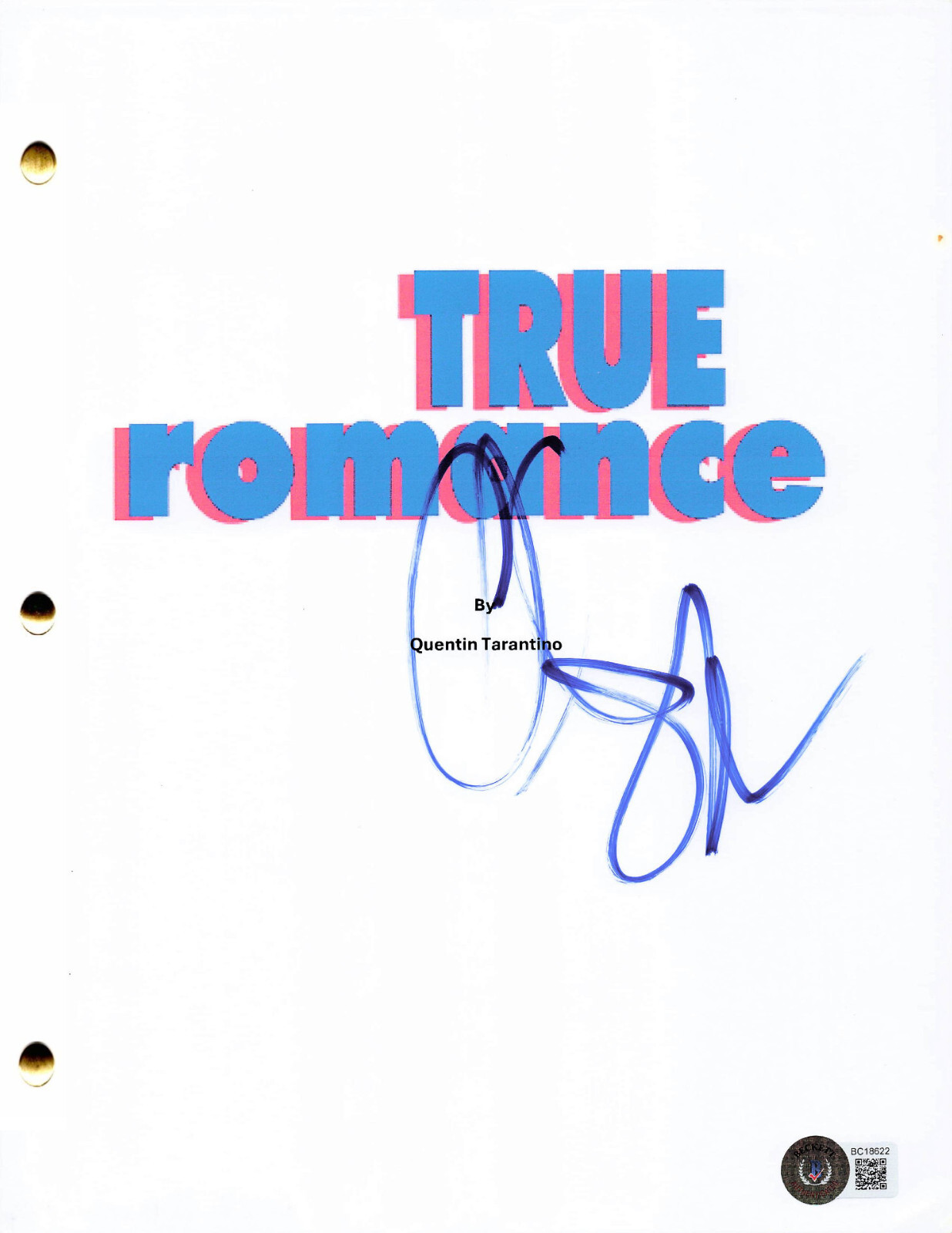 CHRISTIAN SLATER SIGNED AUTOGRAPH TRUE ROMANCE FULL SCRIPT BECKETT BAS