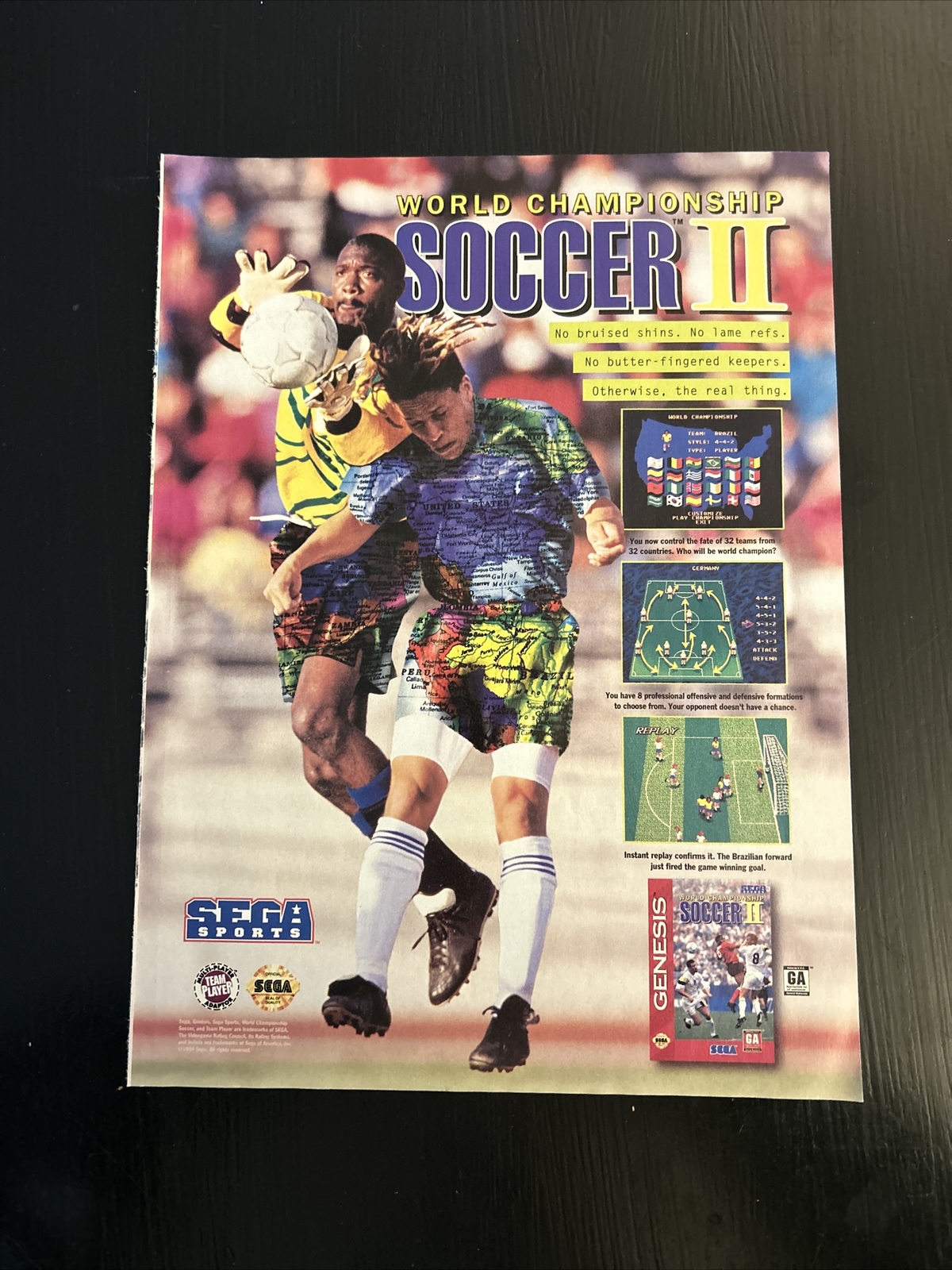 1994 Sega Sports World Championship Soccer 2 Video Game MAGAZINE PRINT AD!