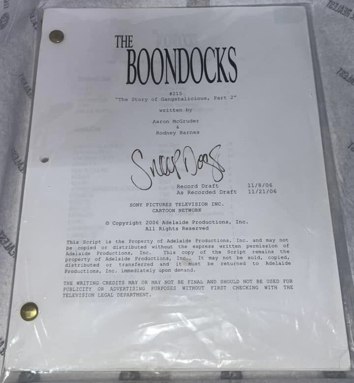 The Boondocks PRODUCTION USED SCRIPT EP 215 “Story of Gangstalicious Pt 2”