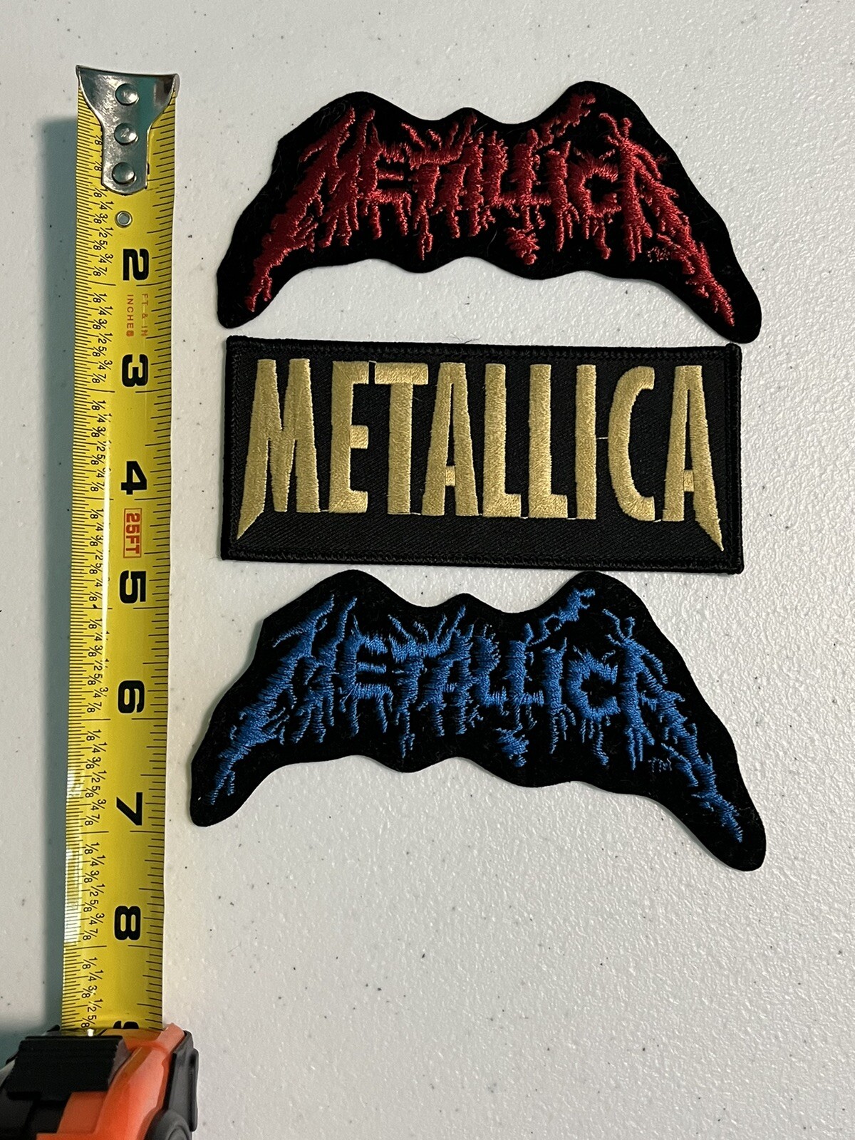 Metallica Patches – Three Metallica Patches – Red, Blue and Gold & Black