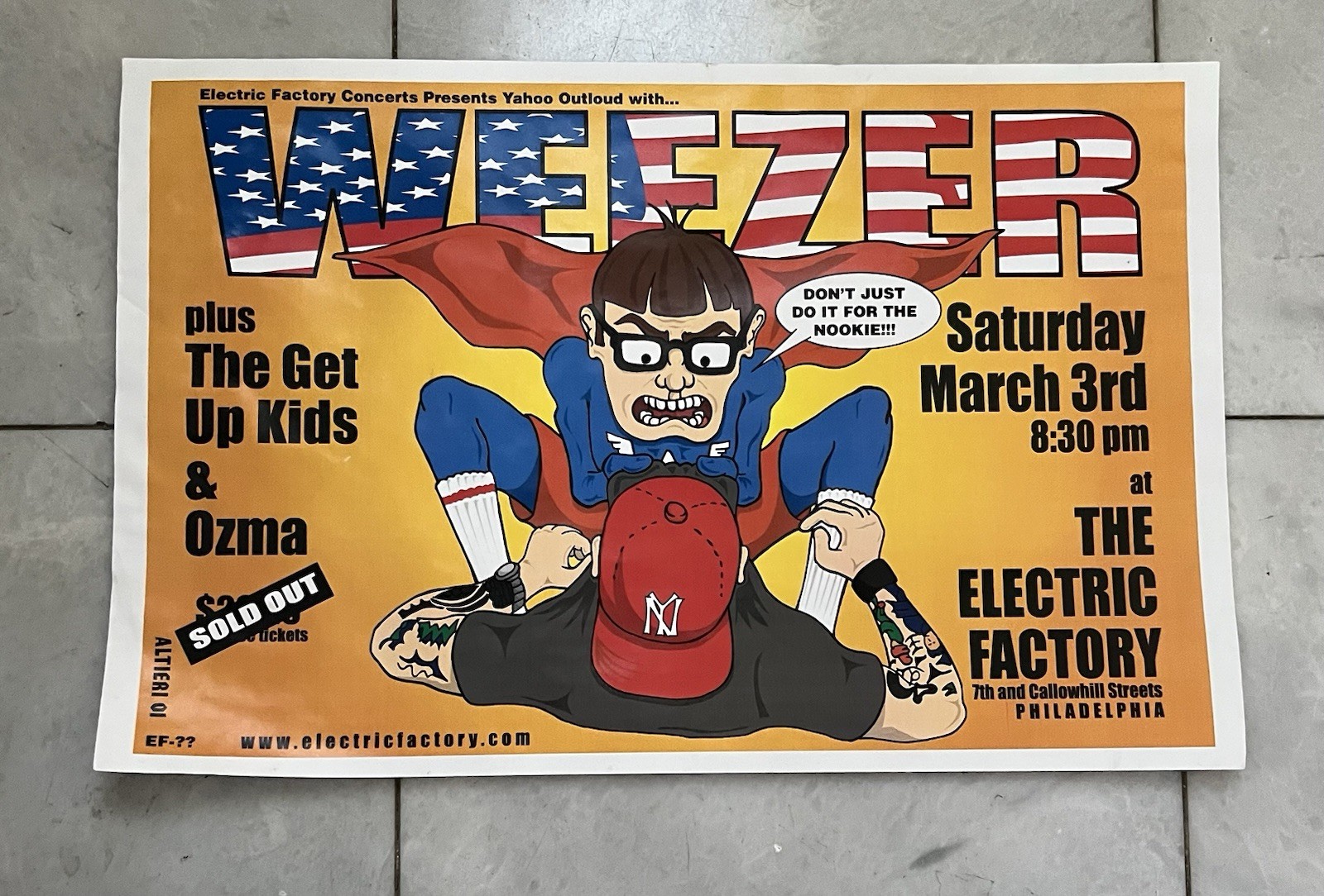 2001 poster Weezer concert at The Electric Factory in Philadelphia.