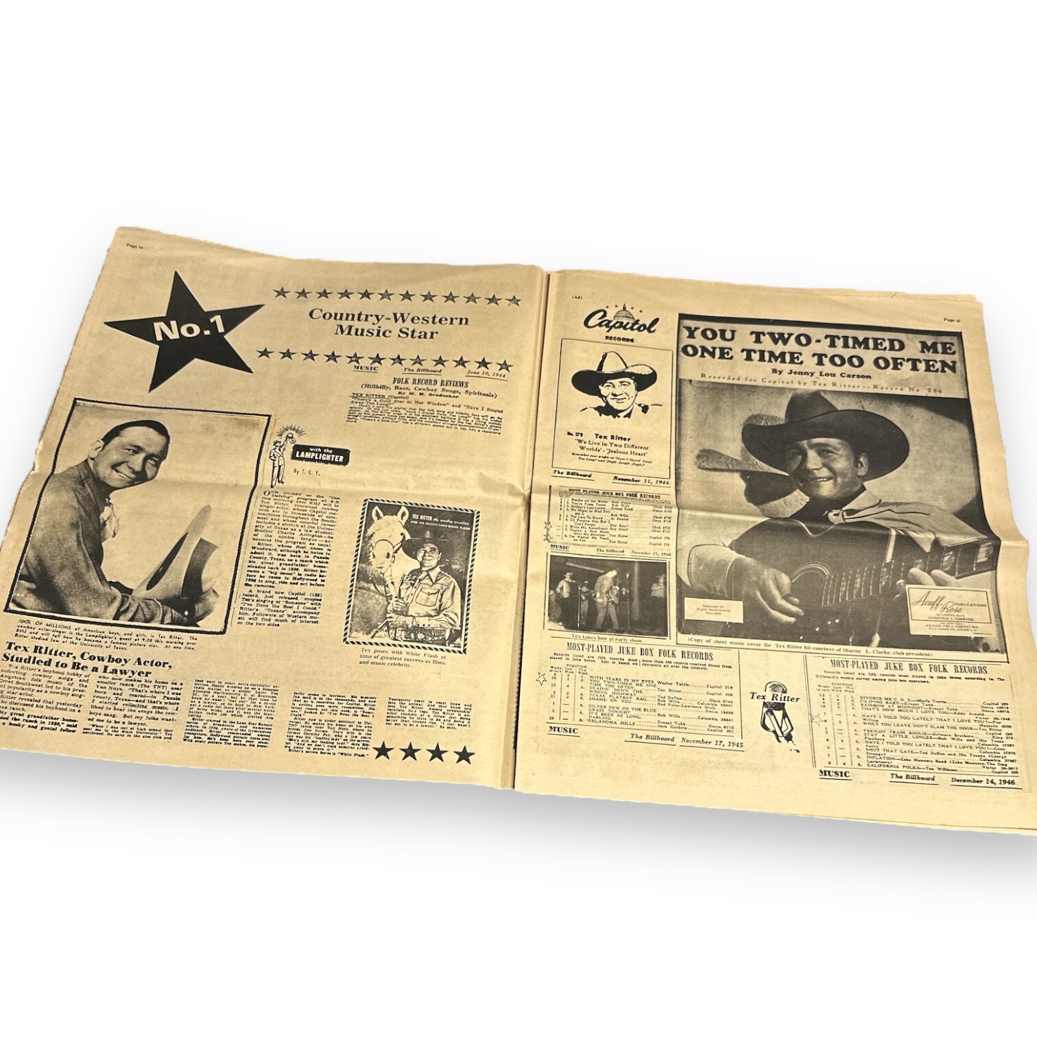 Dorothy Fay Ritter Signed Autograph Tex Ritter: Inside Story Fan Club Newspaper
