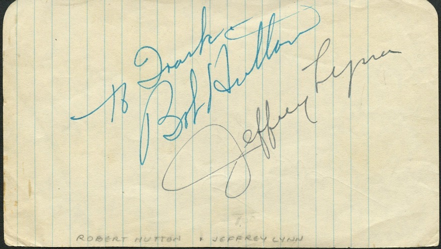 Vintage ROBERT HUTTON, JEFFREY LYNN & BERT GORDON Autographs