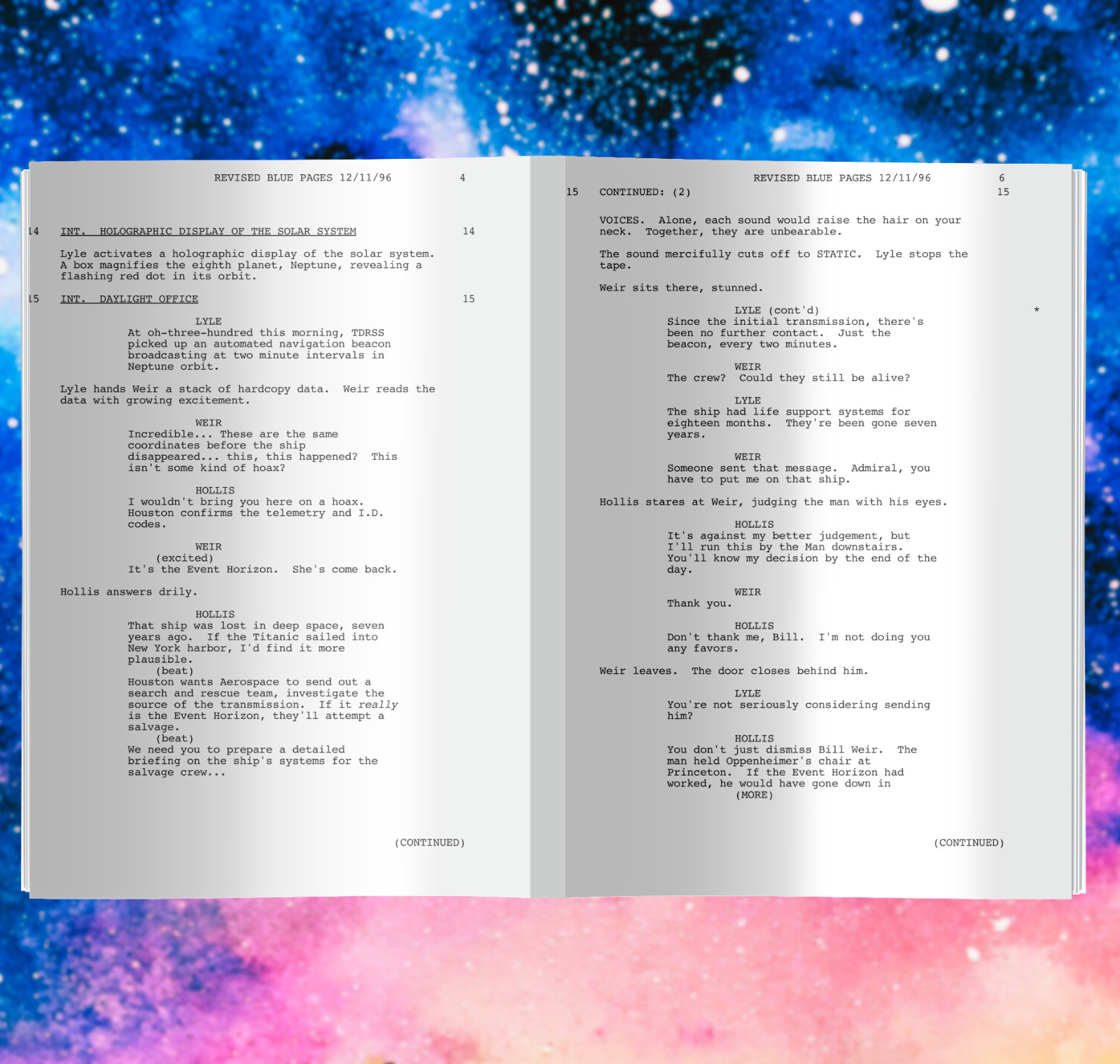 Event Horizon Script Signed, Autograph Reprints, 130 Pages Plus Cover Sci-Fi