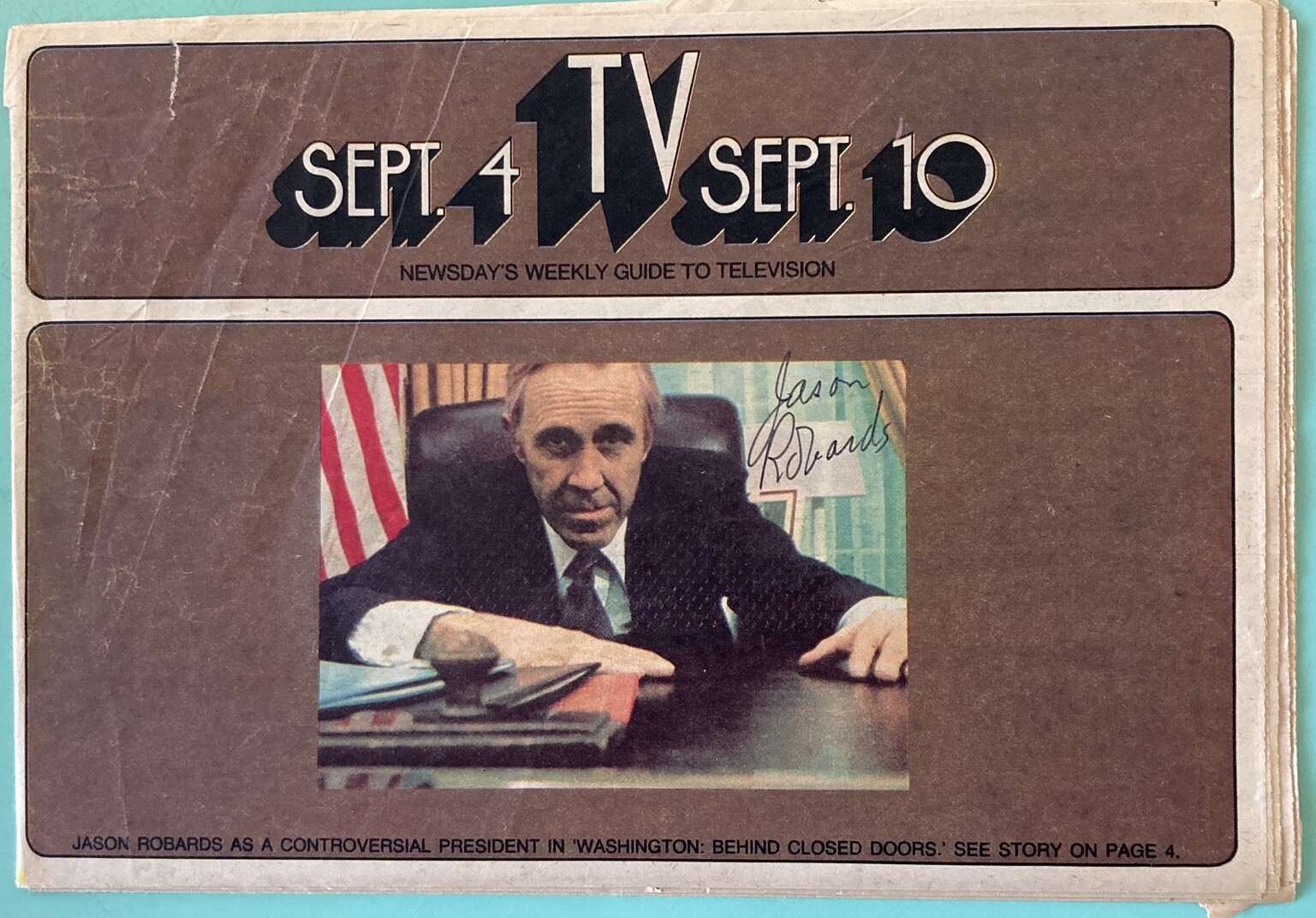 JASON ROBARDS Signed Newsday Local TV Guide September 4 1977 LI NY Edit Damaged