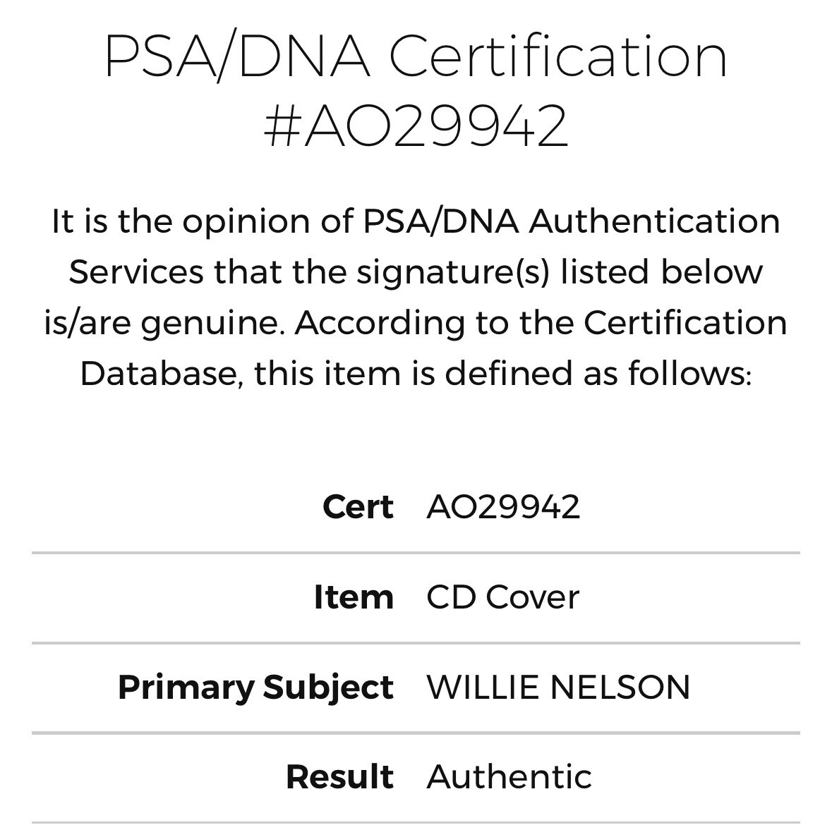 PSA DNA Willie Nelson Signed ✍️ Certified 2002 CD Cover The Great Divide Auto