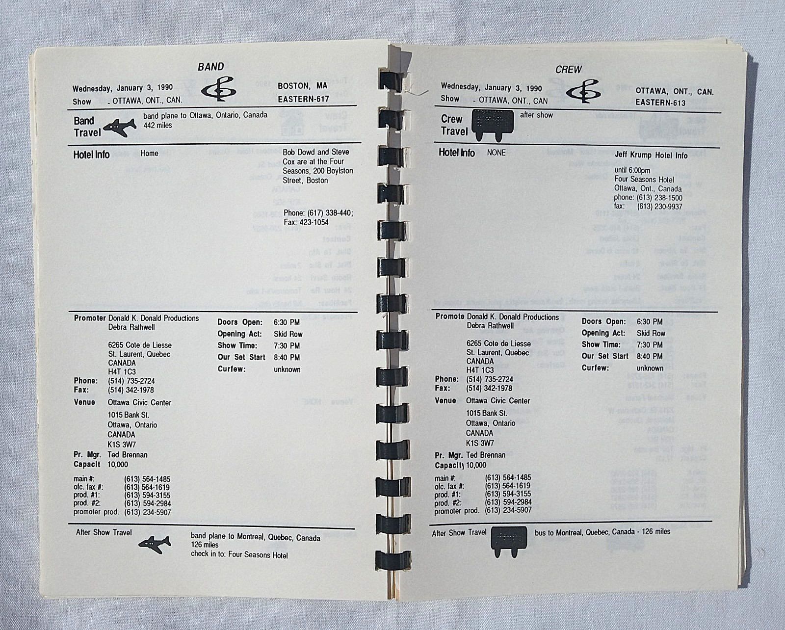 AEROSMITH 1989 / 1990 Authentic Pump North American Tour 104-Page Tour Itinerary