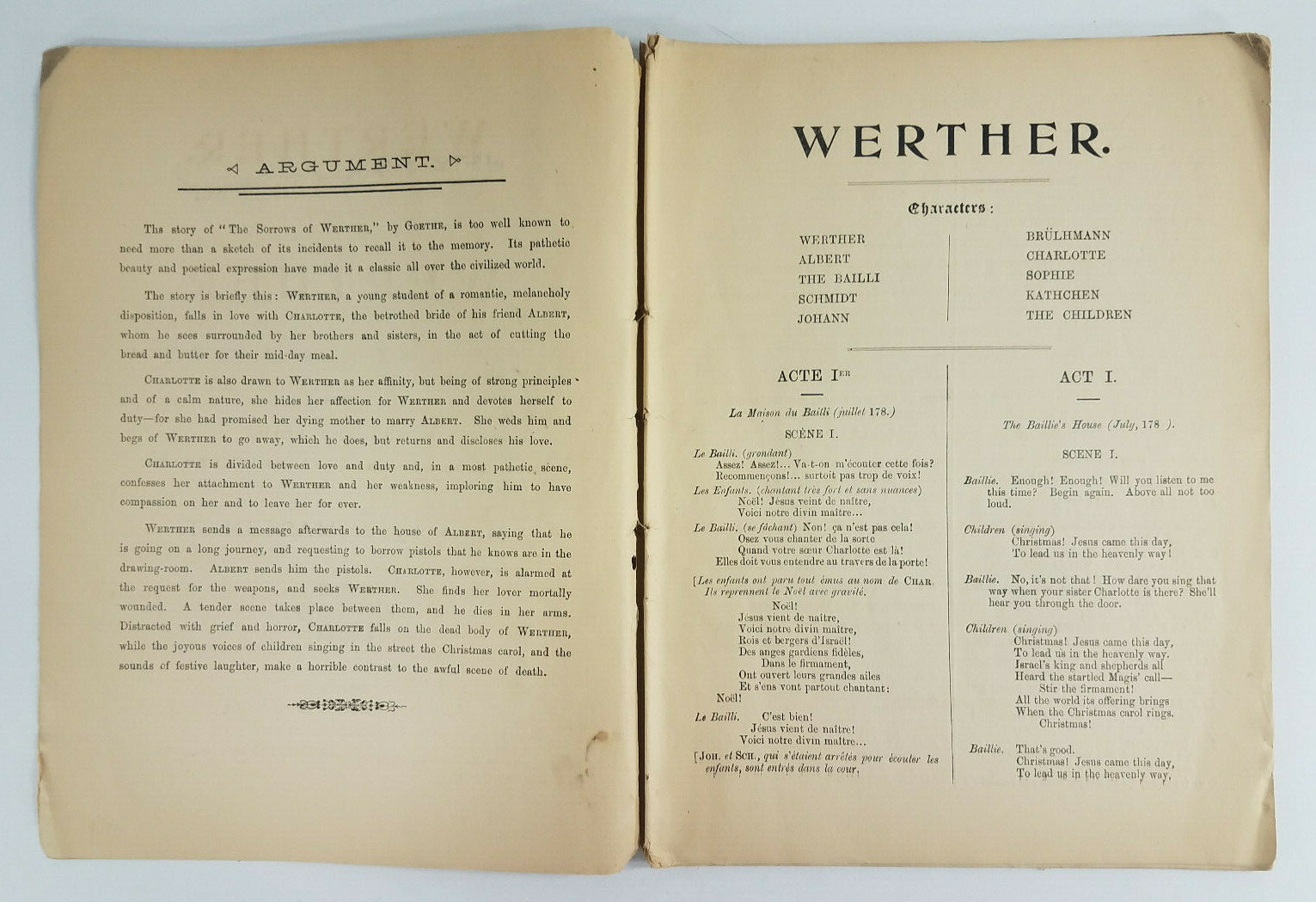 Werther opera Libretto program lyric booklet Davidson’s Musical Opera Books